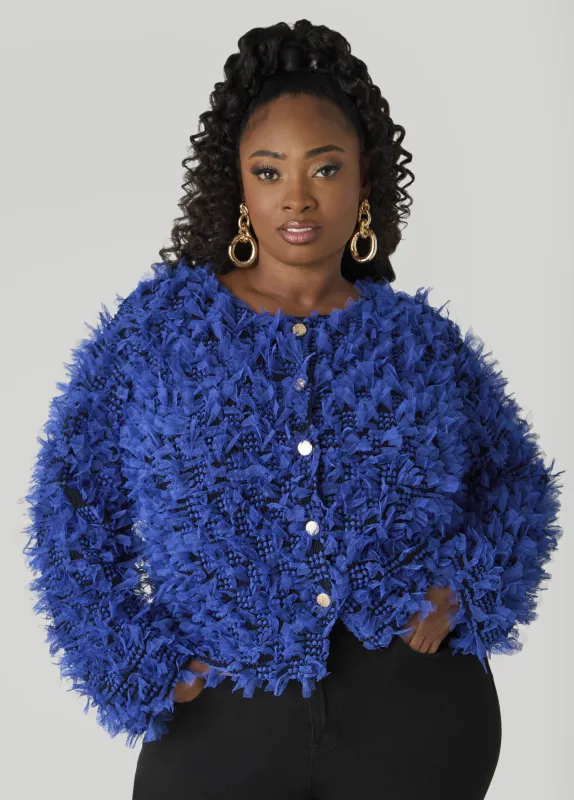 Fringed Mesh Jacket sold by Ashley Stewart