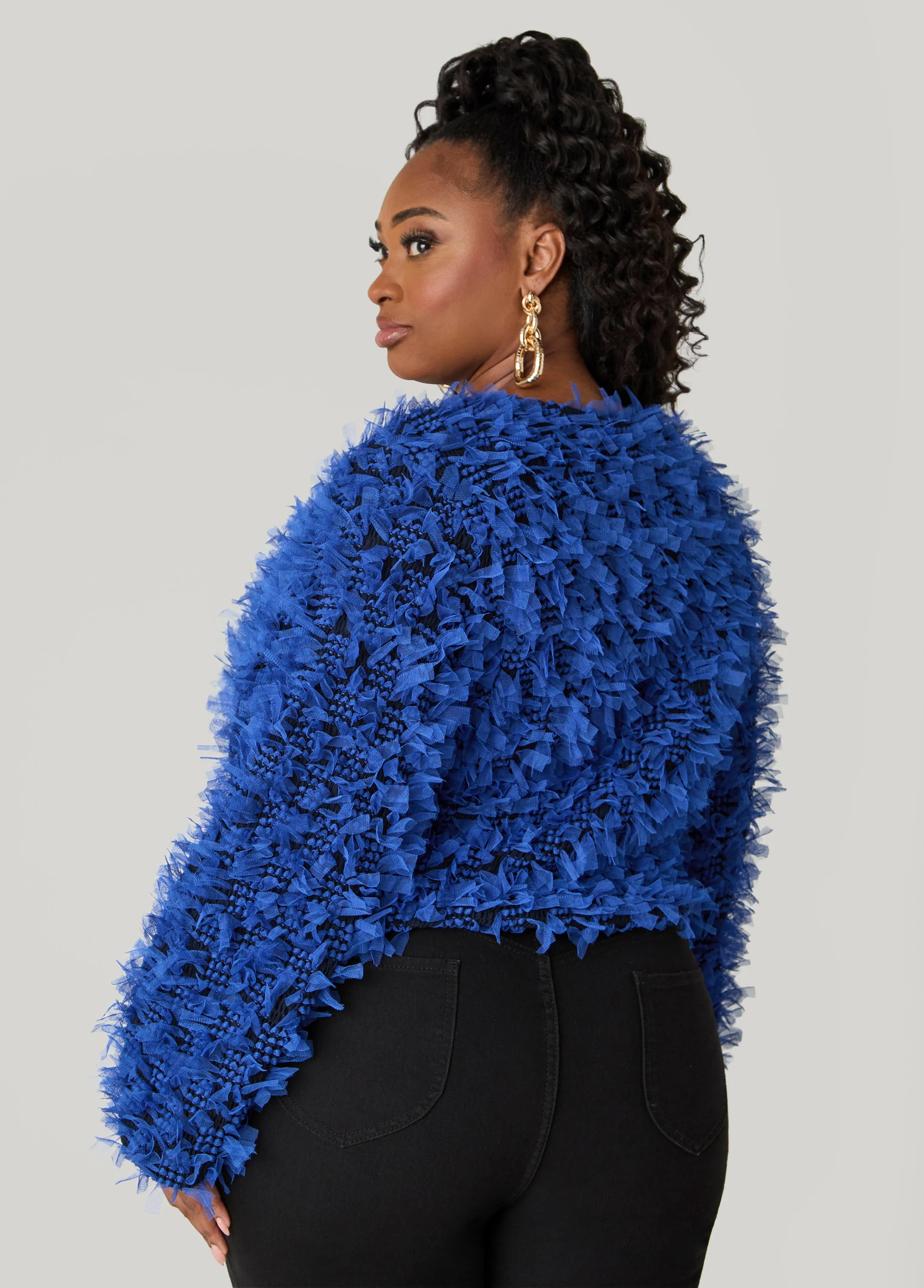 Fringed Mesh Jacket sold by Ashley Stewart product image thumbnail 2