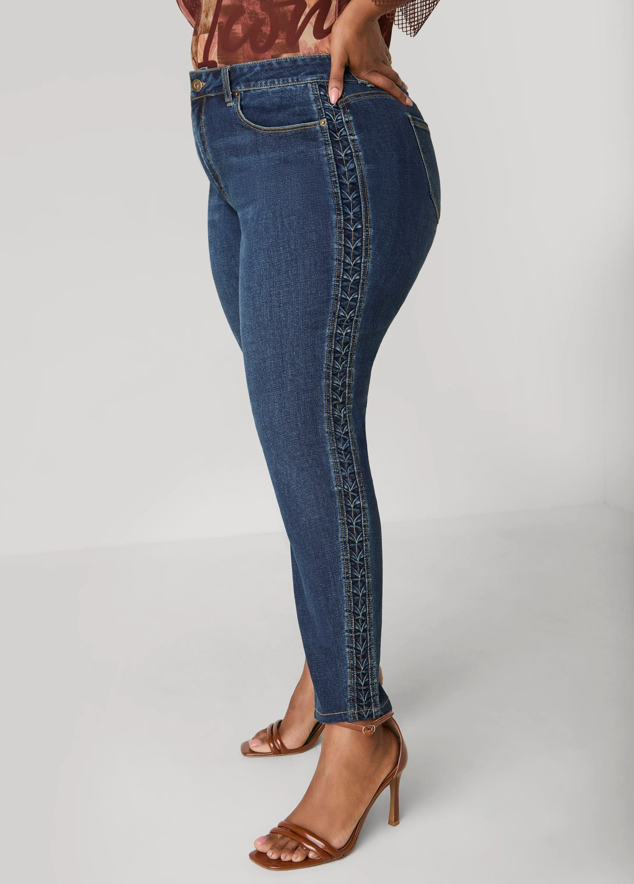Pleated Skinny Jeans sold by Ashley Stewart product image thumbnail 3