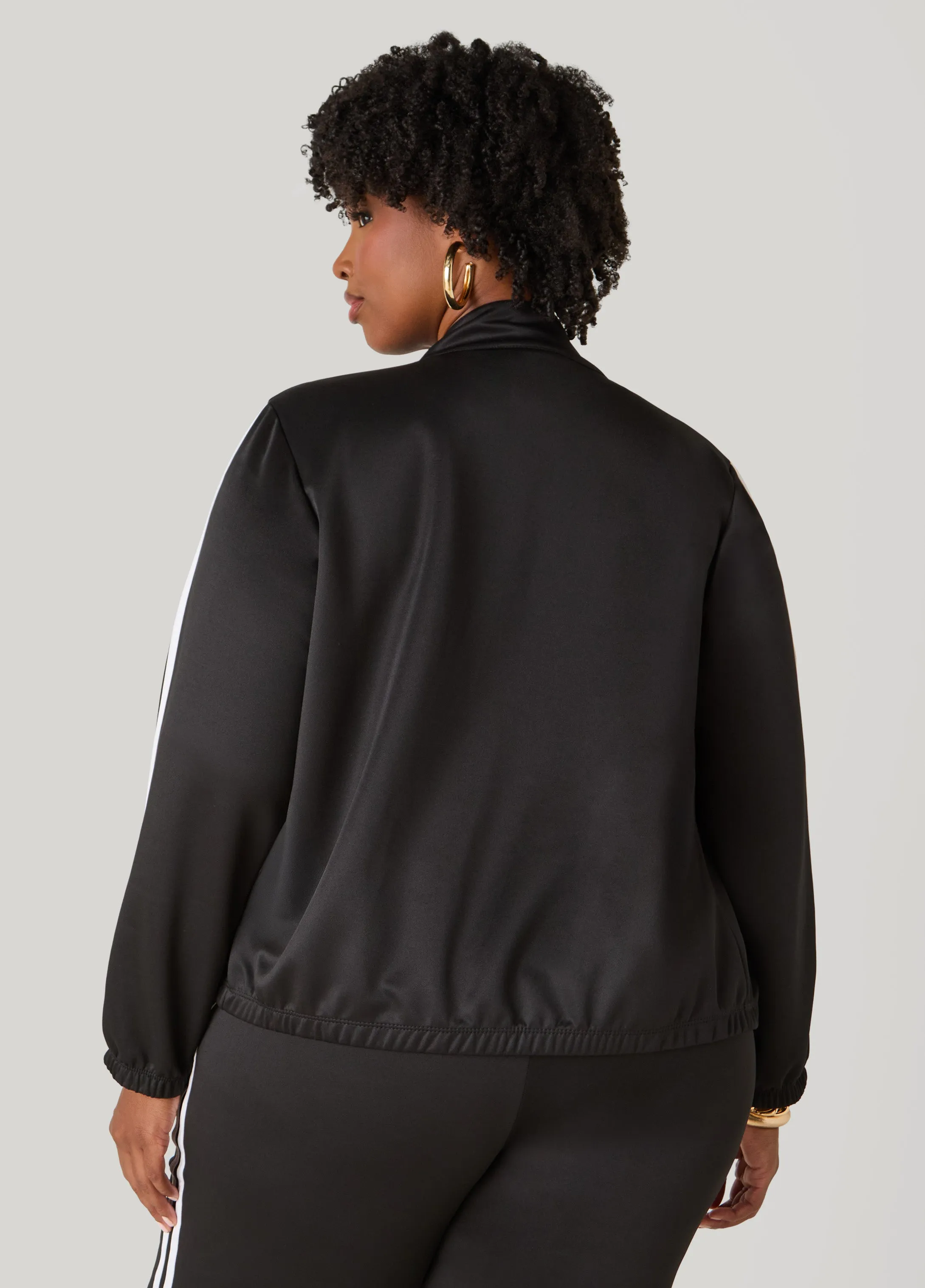 Striped Zip Front Jacket sold by Ashley Stewart product image thumbnail 2