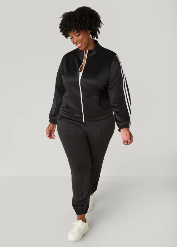 Pintucked Striped Joggers sold by Ashley Stewart