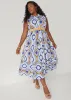 Geo Print Maxi Shirtdress sold by Ashley Stewart