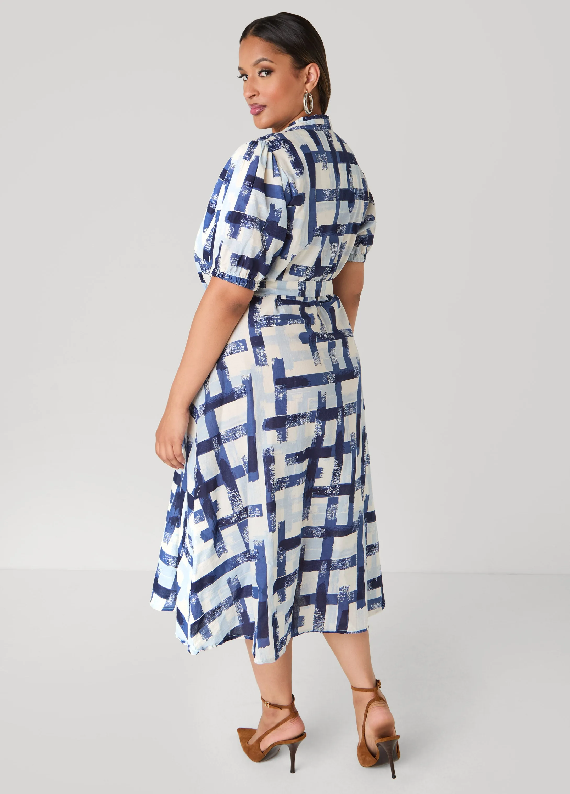 Plaid Cotton Shirtdress sold by Ashley Stewart product image thumbnail 4