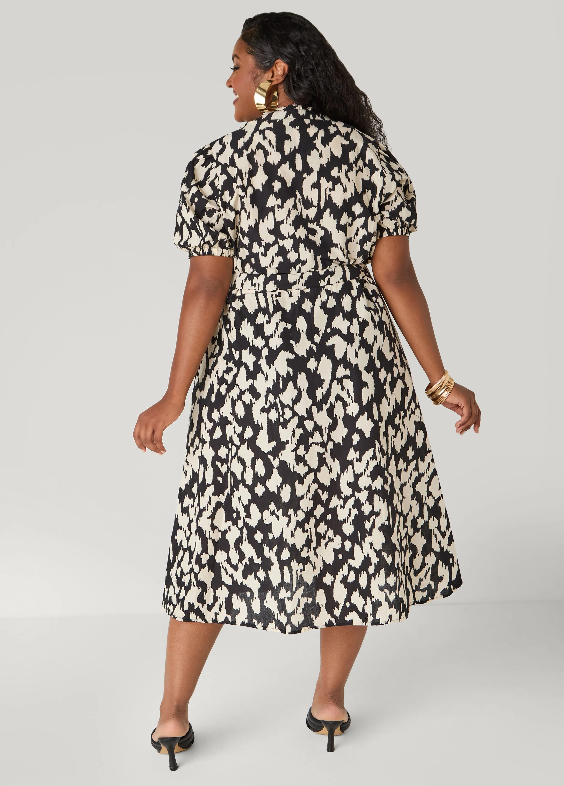 Abstract Print Cotton Shirtdress sold by Ashley Stewart product image thumbnail 2