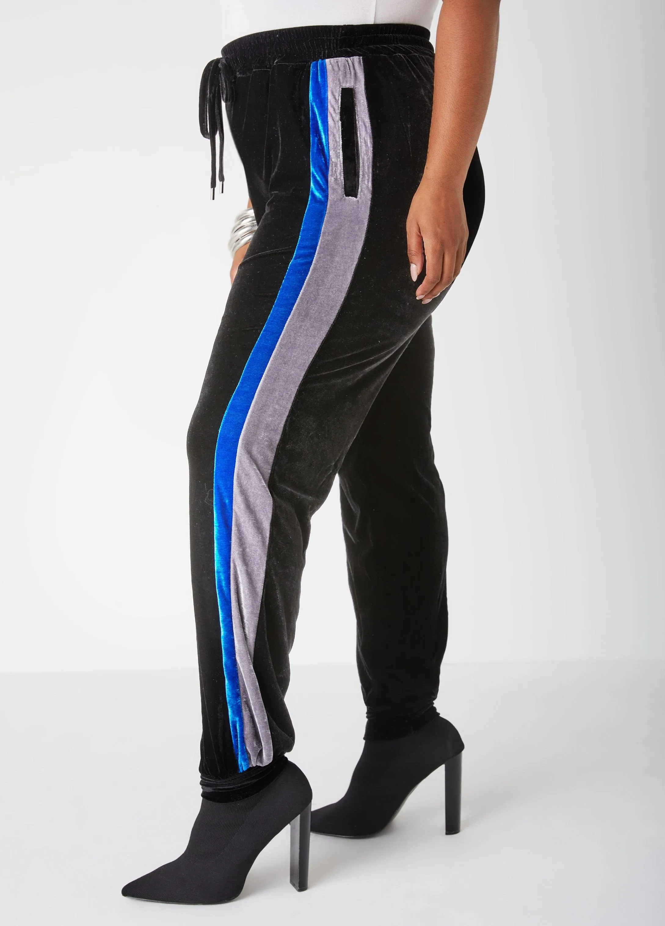 Colorblock Velour Joggers sold by Ashley Stewart product image thumbnail 4