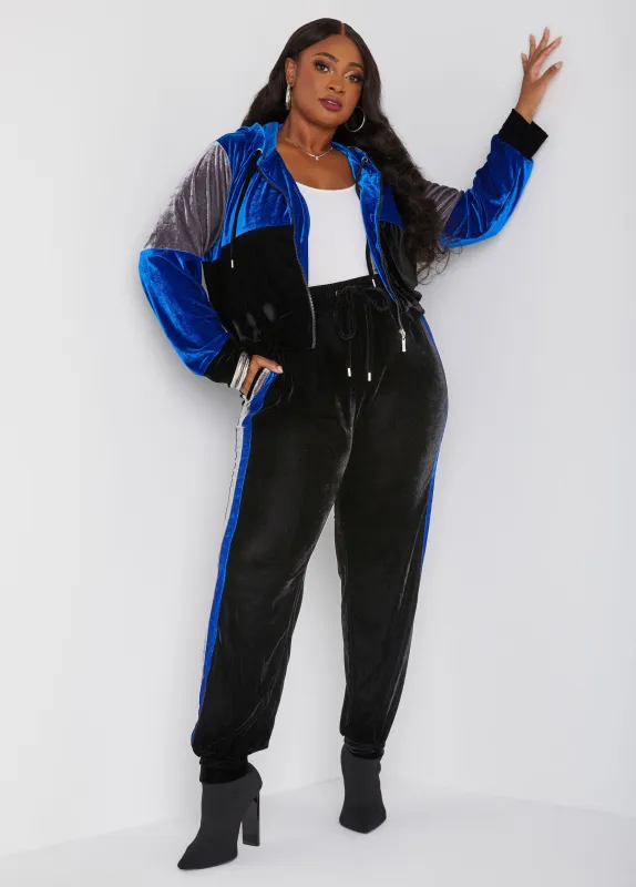 Colorblock Velour Joggers sold by Ashley Stewart