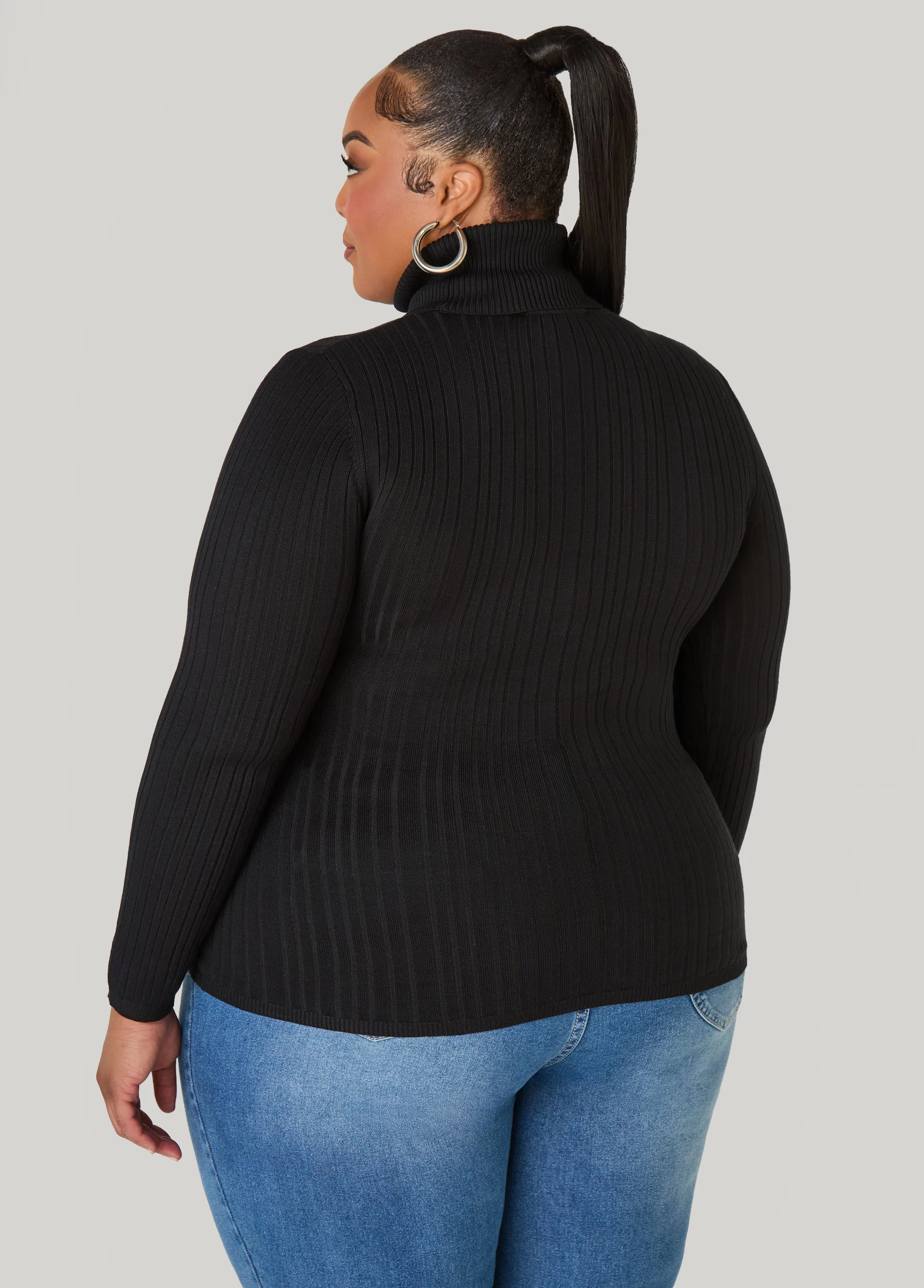 Turtleneck Ribbed Sweater sold by Ashley Stewart product image thumbnail 2