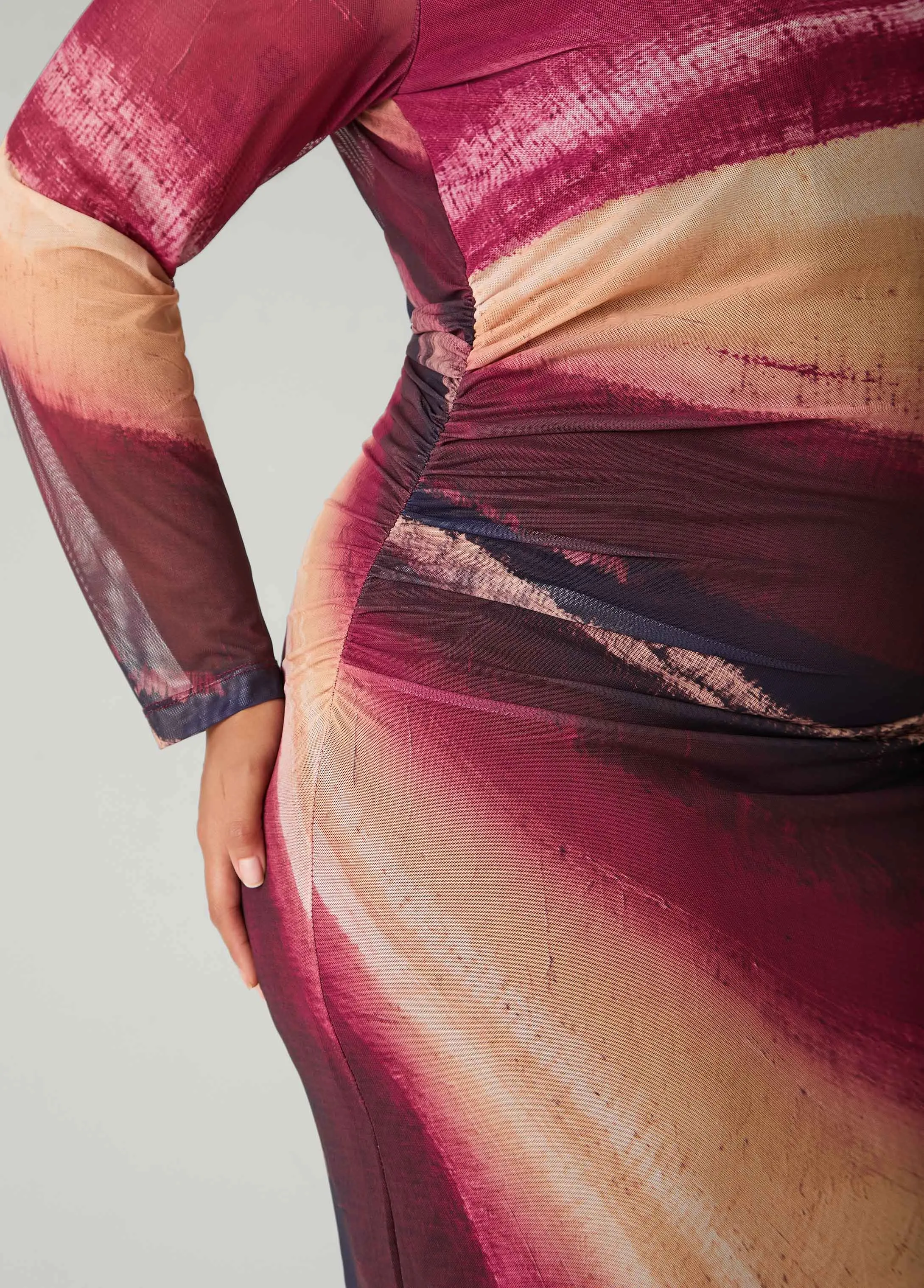 Printed Mesh Maxi Bodycon Dress sold by Ashley Stewart product image thumbnail 4