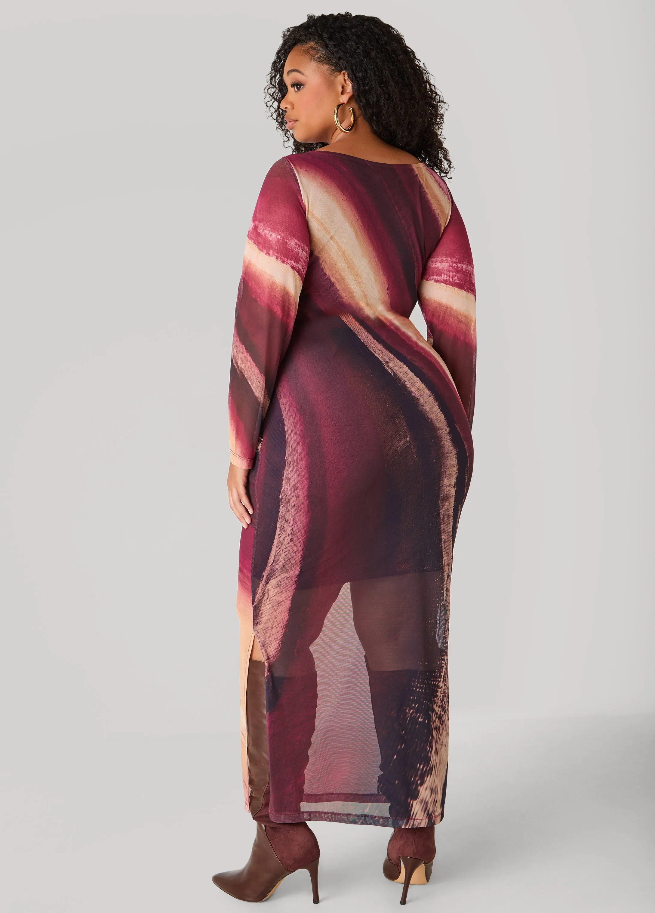 Printed Mesh Maxi Bodycon Dress sold by Ashley Stewart product image thumbnail 2