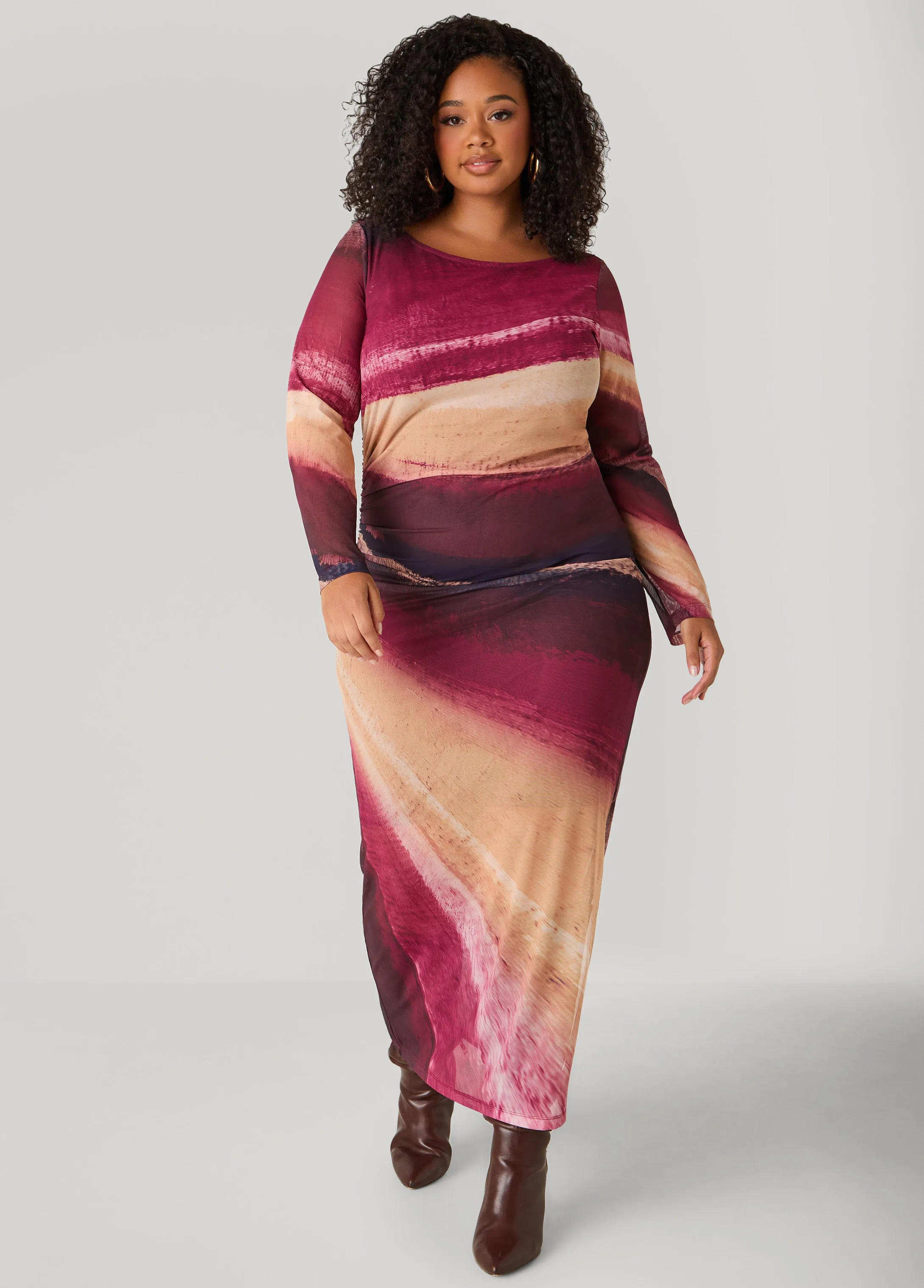 Printed Mesh Maxi Bodycon Dress sold by Ashley Stewart