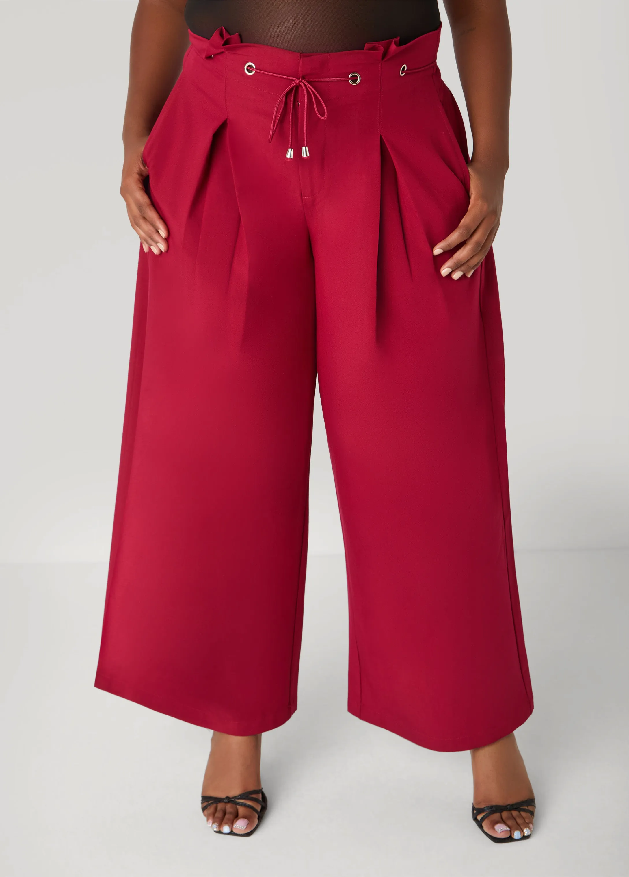 Belted Paperbag Wide Leg Pants sold by Ashley Stewart product image thumbnail 5