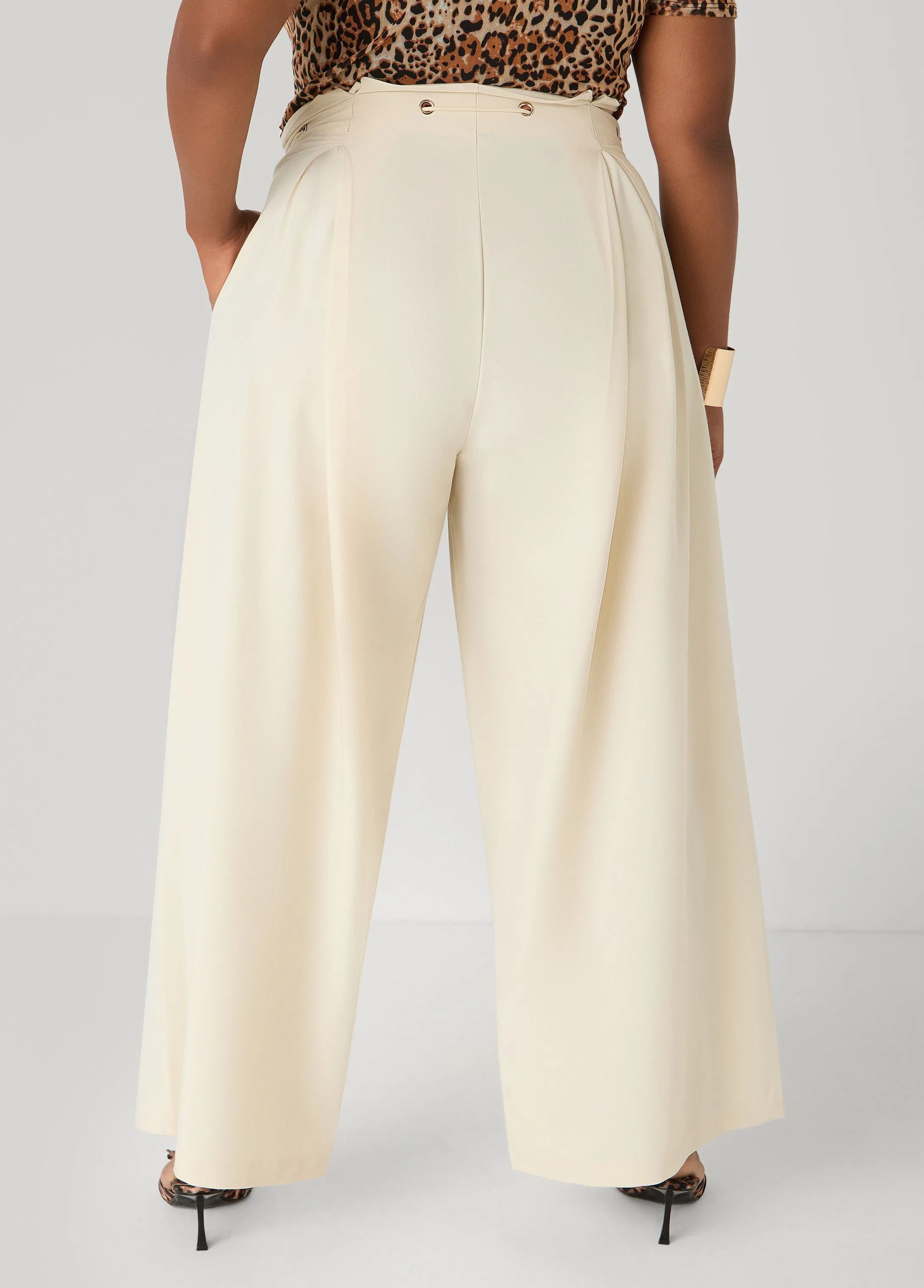 Belted Paperbag Wide Leg Pants sold by Ashley Stewart product image thumbnail 2