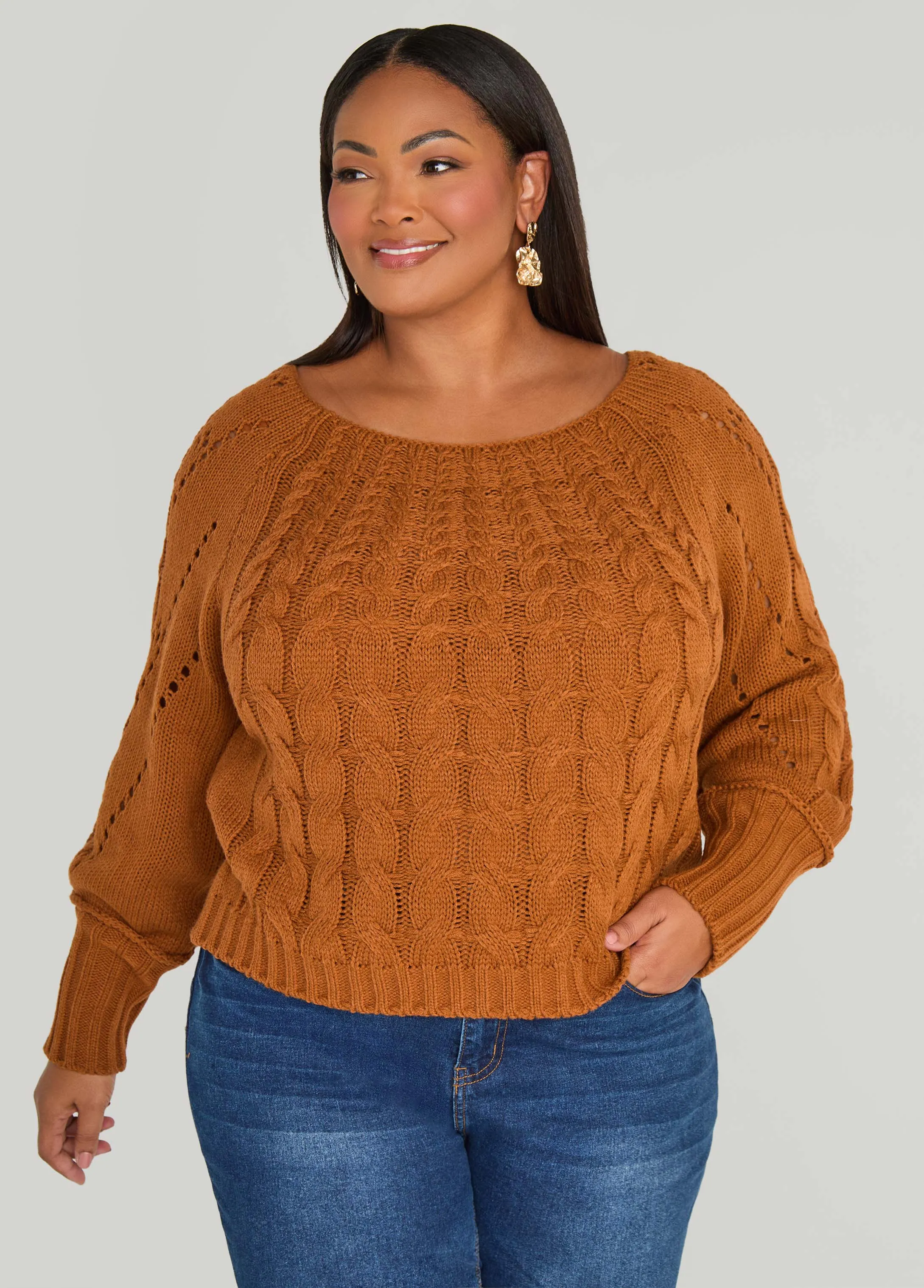 Cable Knit Sweater sold by Ashley Stewart