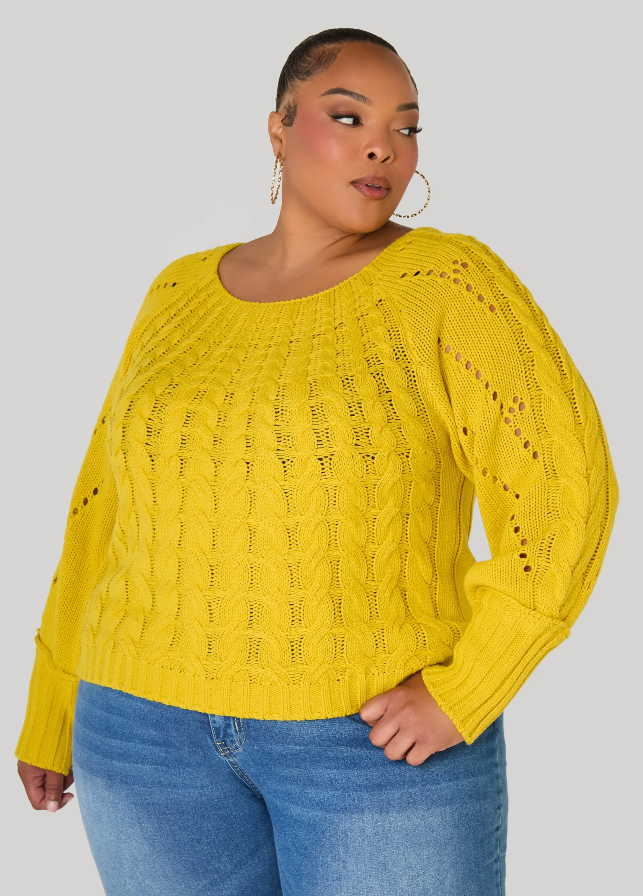 Cable Knit Sweater sold by Ashley Stewart product image thumbnail 5