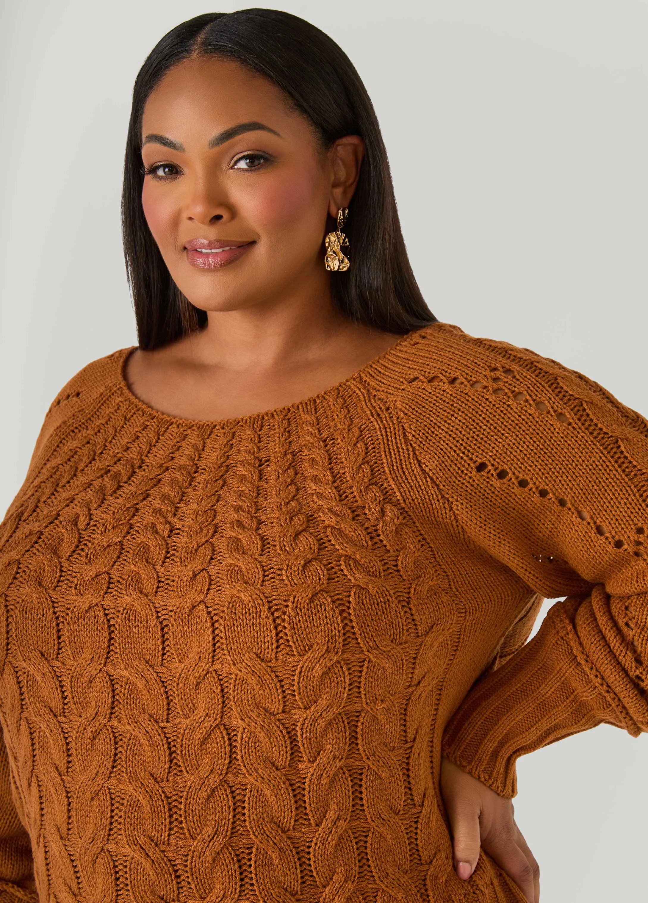 Cable Knit Sweater sold by Ashley Stewart product image thumbnail 4