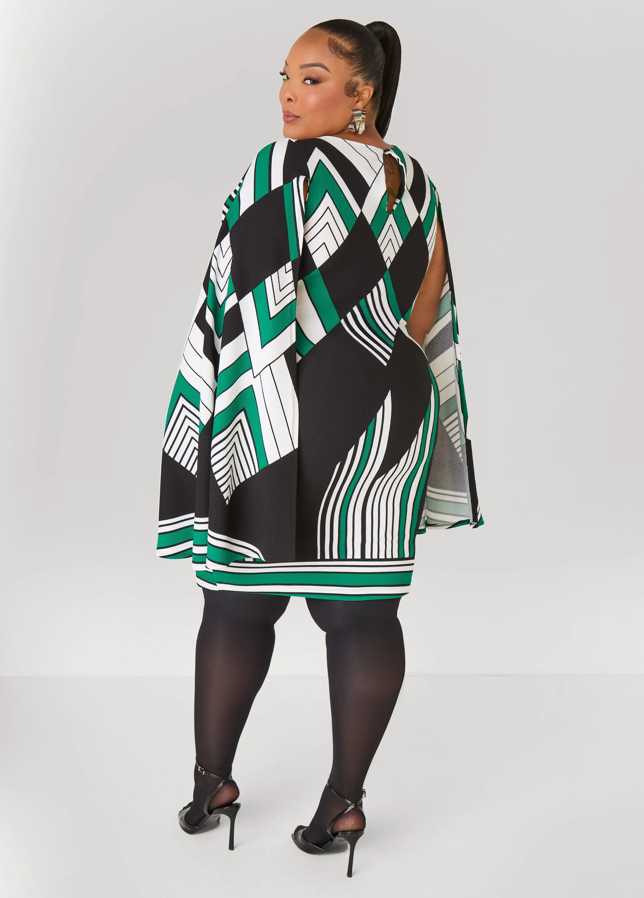 Cape Effect Geo Print Dress sold by Ashley Stewart product image thumbnail 2