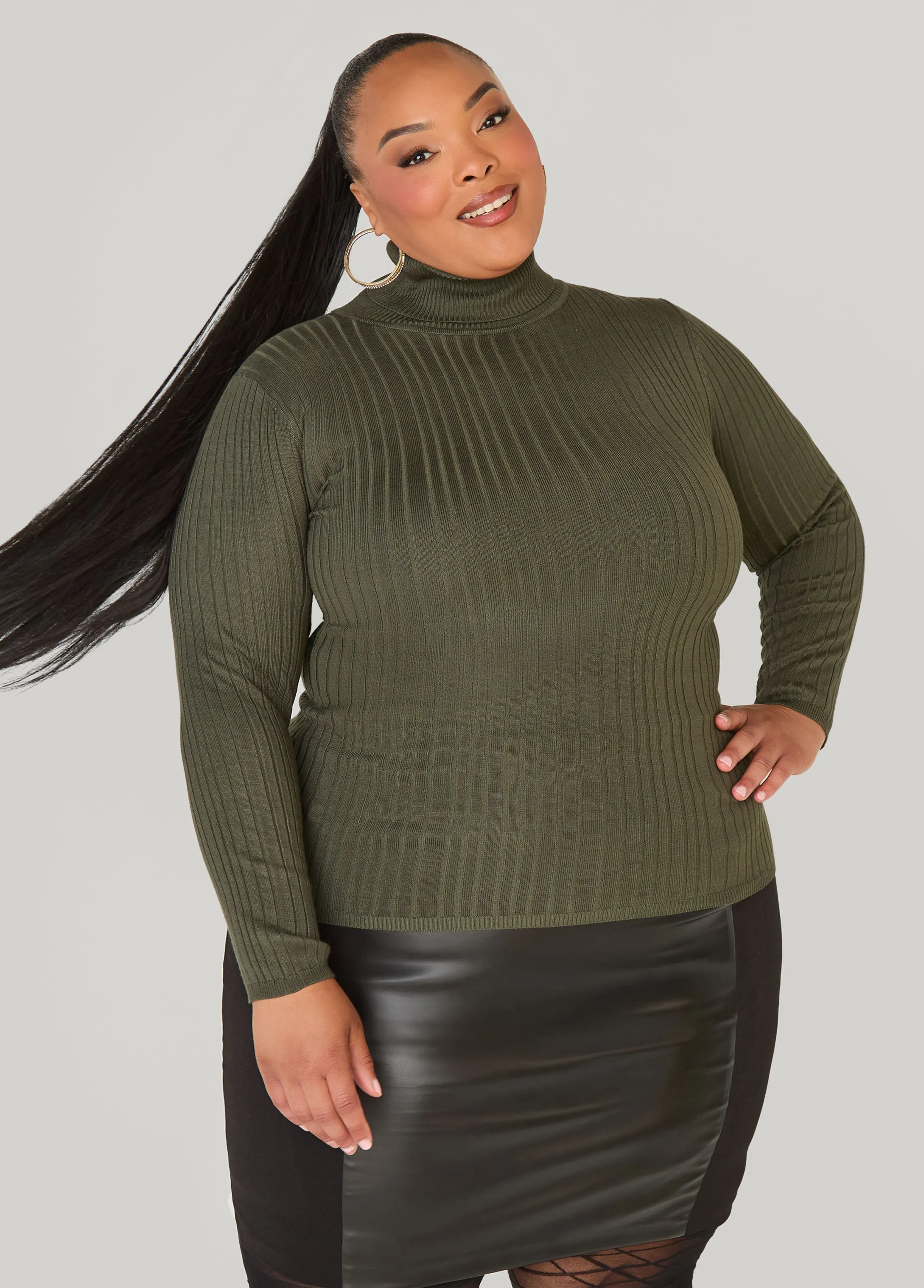 Turtleneck Ribbed Knit Sweater sold by Ashley Stewart product image thumbnail 4