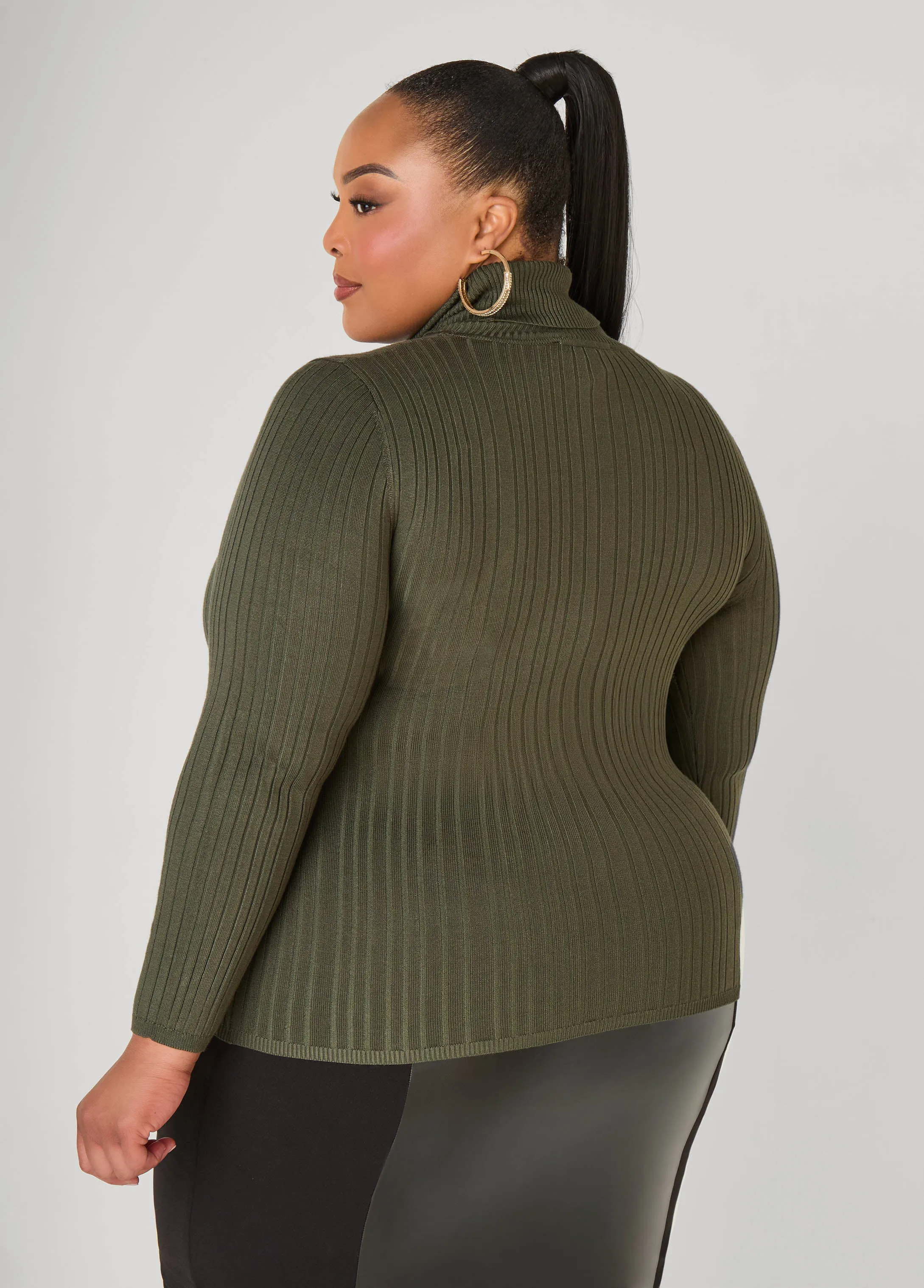 Turtleneck Ribbed Knit Sweater sold by Ashley Stewart product image thumbnail 2