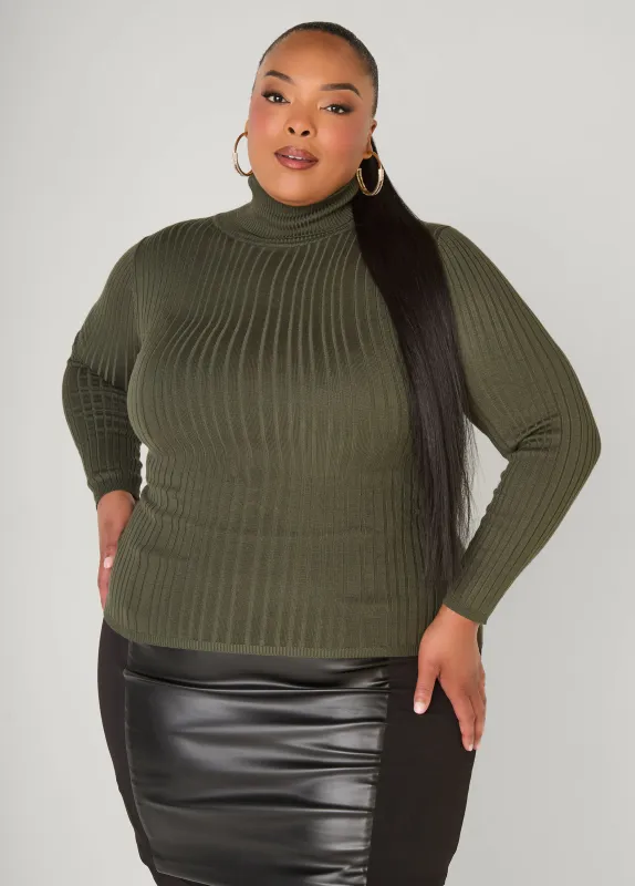 Turtleneck Ribbed Knit Sweater sold by Ashley Stewart