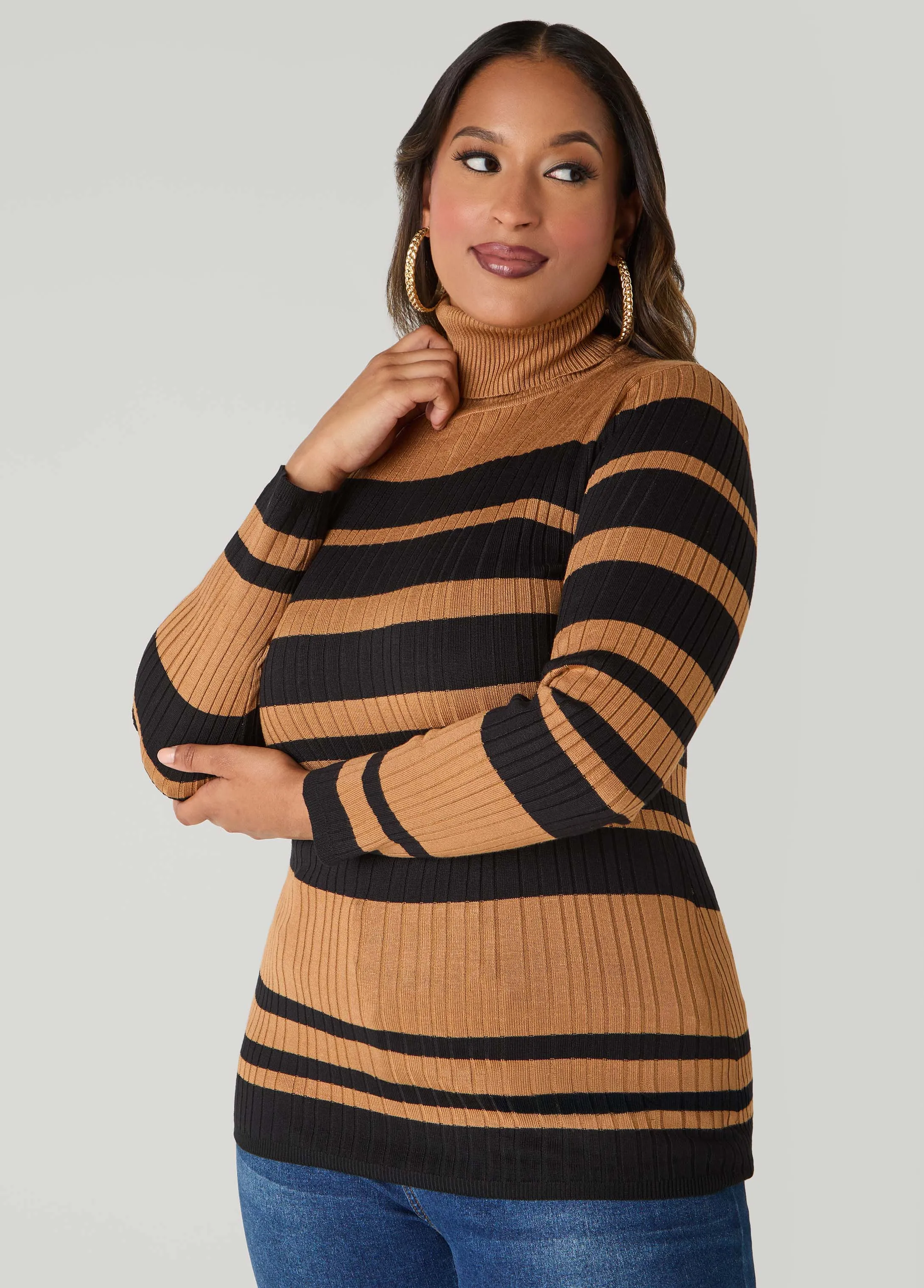 Striped Turtleneck Sweater sold by Ashley Stewart product image thumbnail 4