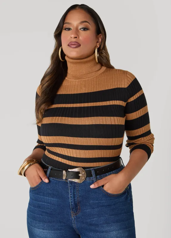 Striped Turtleneck Sweater sold by Ashley Stewart