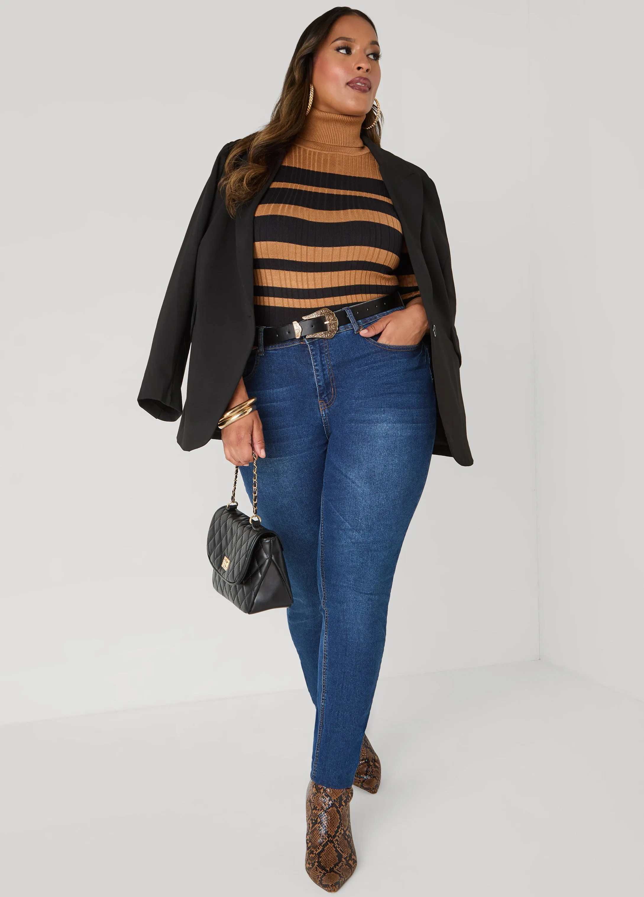 Striped Turtleneck Sweater sold by Ashley Stewart product image thumbnail 3