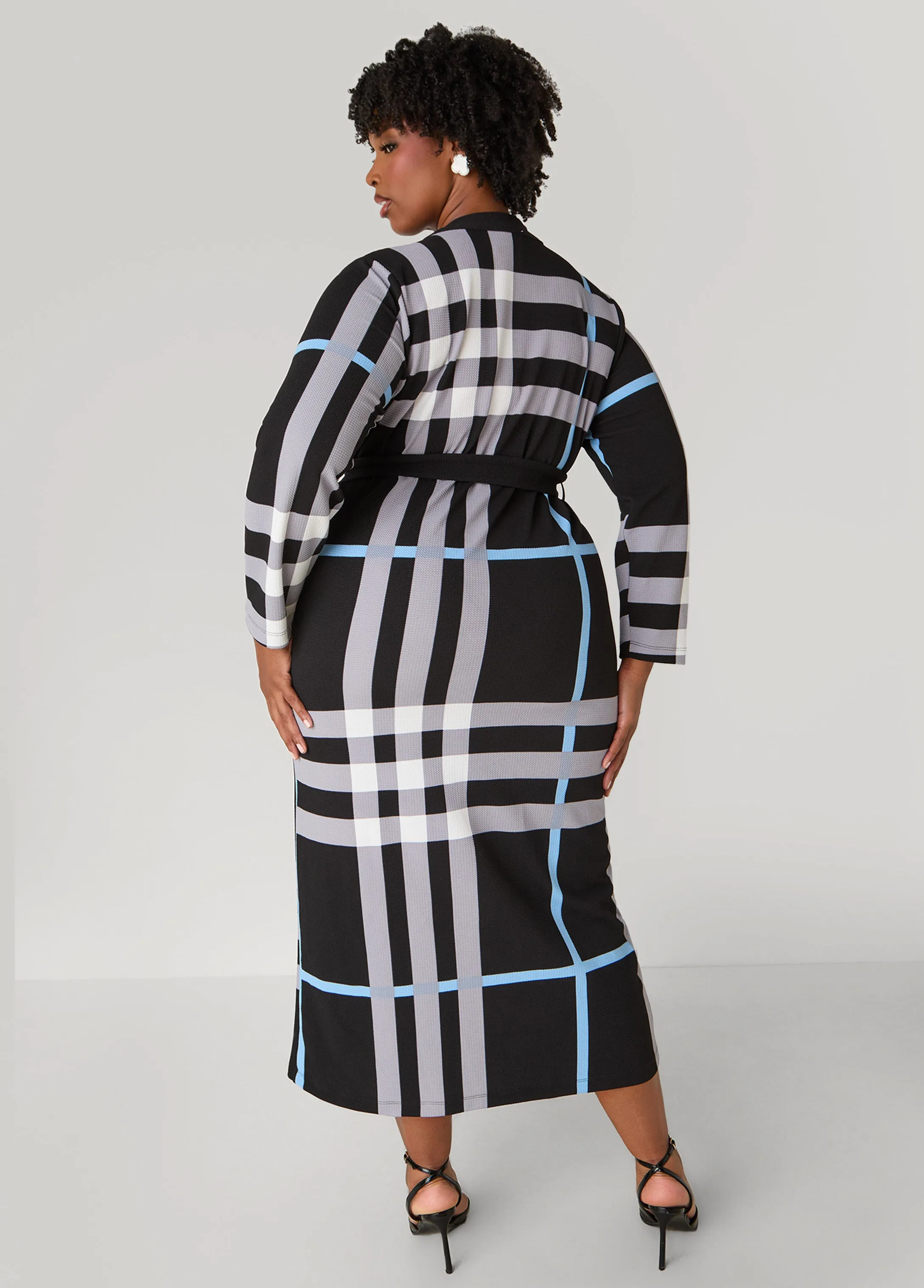 Plaid Maxi Cardigan Dress sold by Ashley Stewart product image thumbnail 2