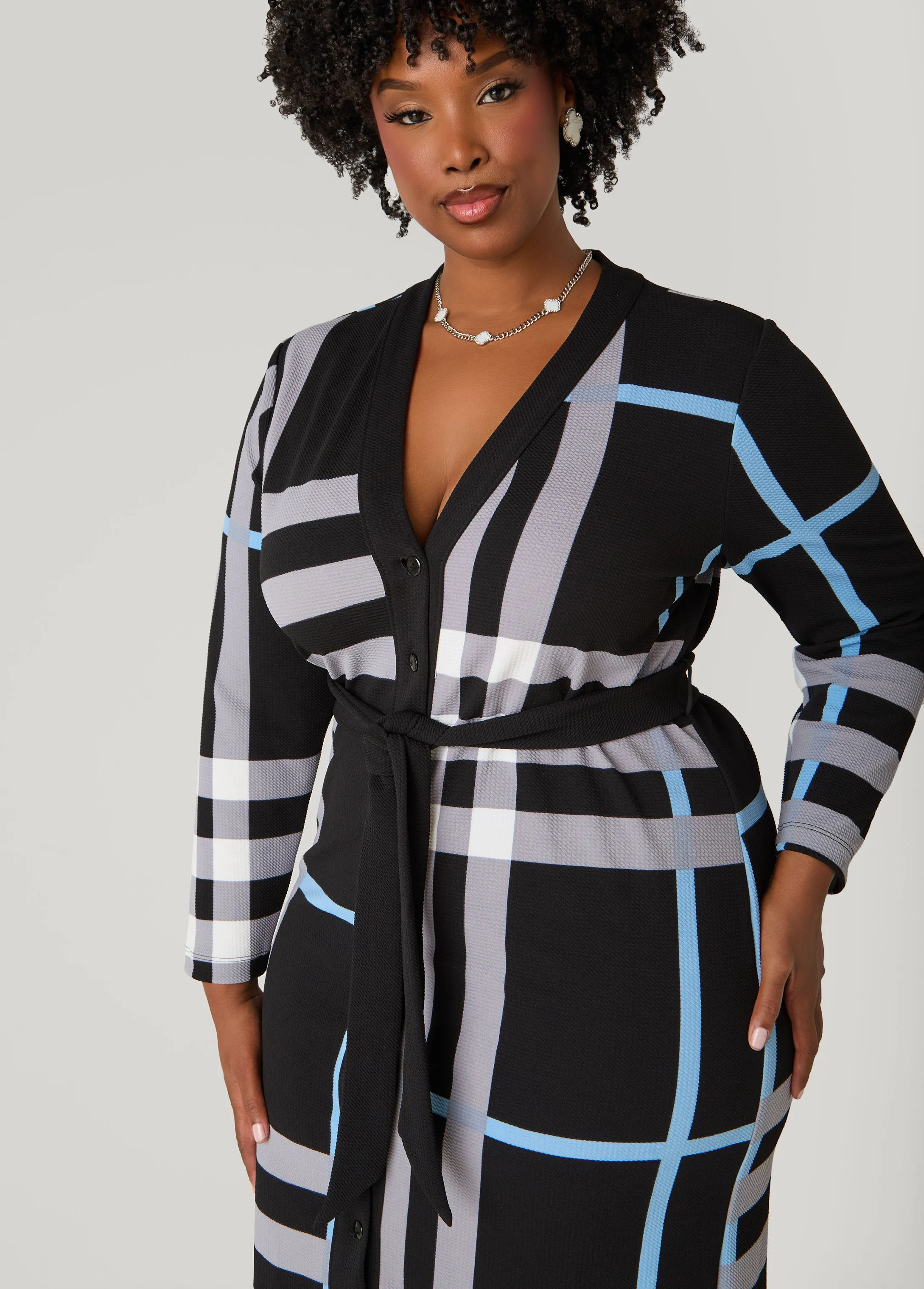 Plaid Maxi Cardigan Dress sold by Ashley Stewart product image thumbnail 4