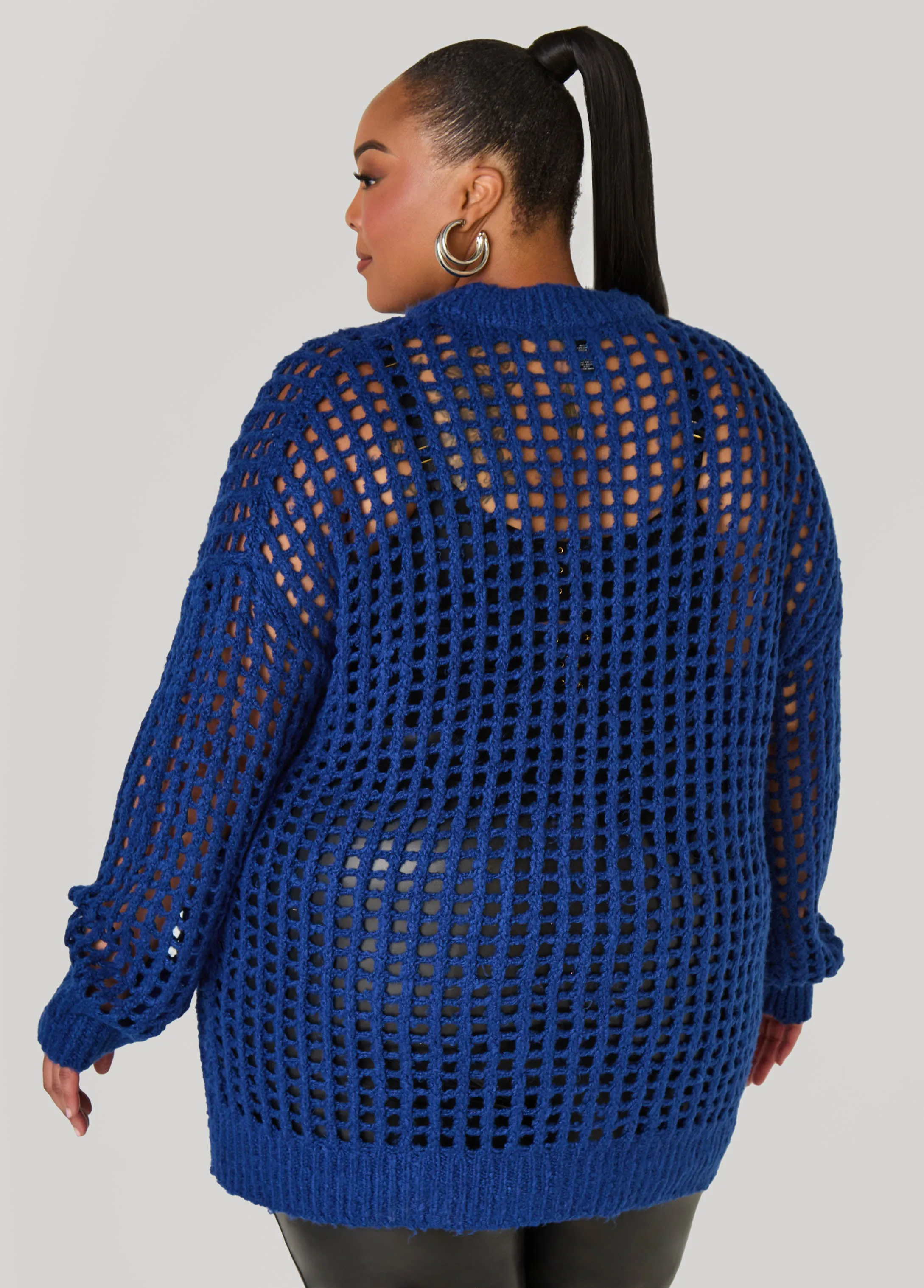 Crewneck Open Knit Sweater sold by Ashley Stewart product image thumbnail 2