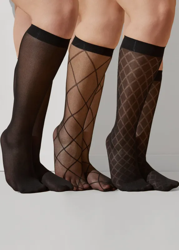3PK Diamond Trouser Socks sold by Ashley Stewart