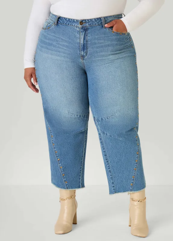 Straight Leg Studded Jeans made by Ashley Stewart