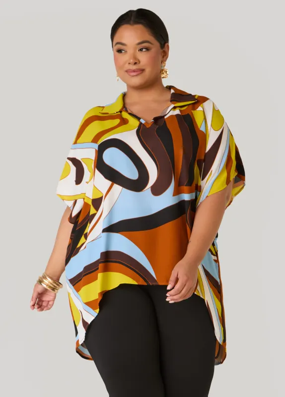 Abstract Hi Low Blouse sold by Ashley Stewart