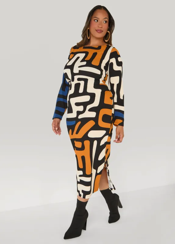 Textured Abstract Maxi Dress sold by Ashley Stewart