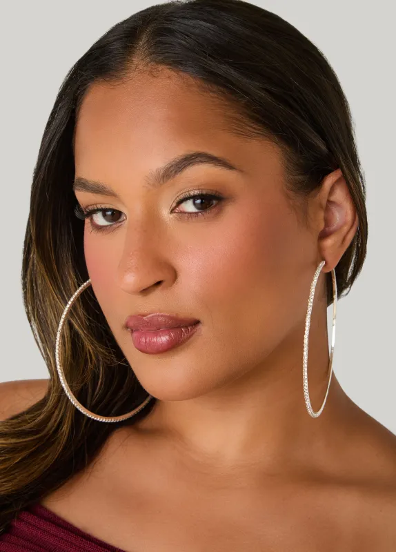 Crystal Silver Tone Hoop Earrings sold by Ashley Stewart
