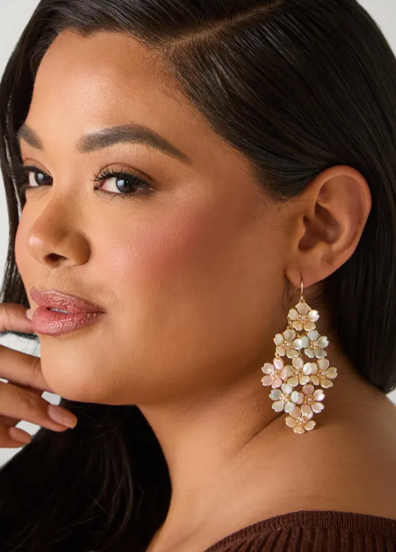 Pearlized Flower Dangle Earrings sold by Ashley Stewart