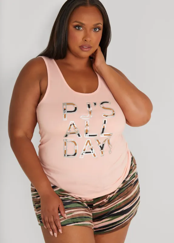 Love To Sleep All Day Shorts Set made by Ashley Stewart