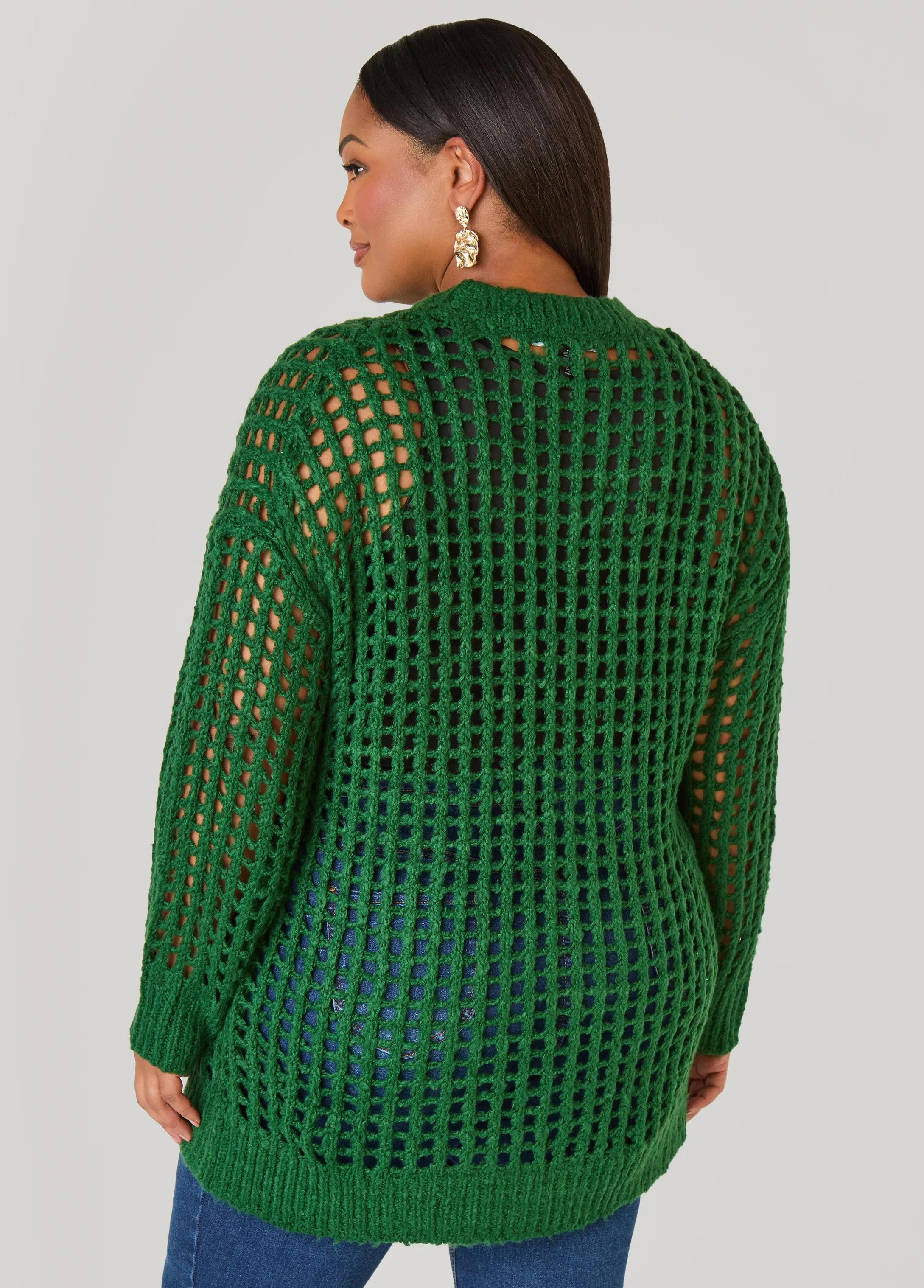 Open Knit Crewneck Sweater sold by Ashley Stewart product image thumbnail 2