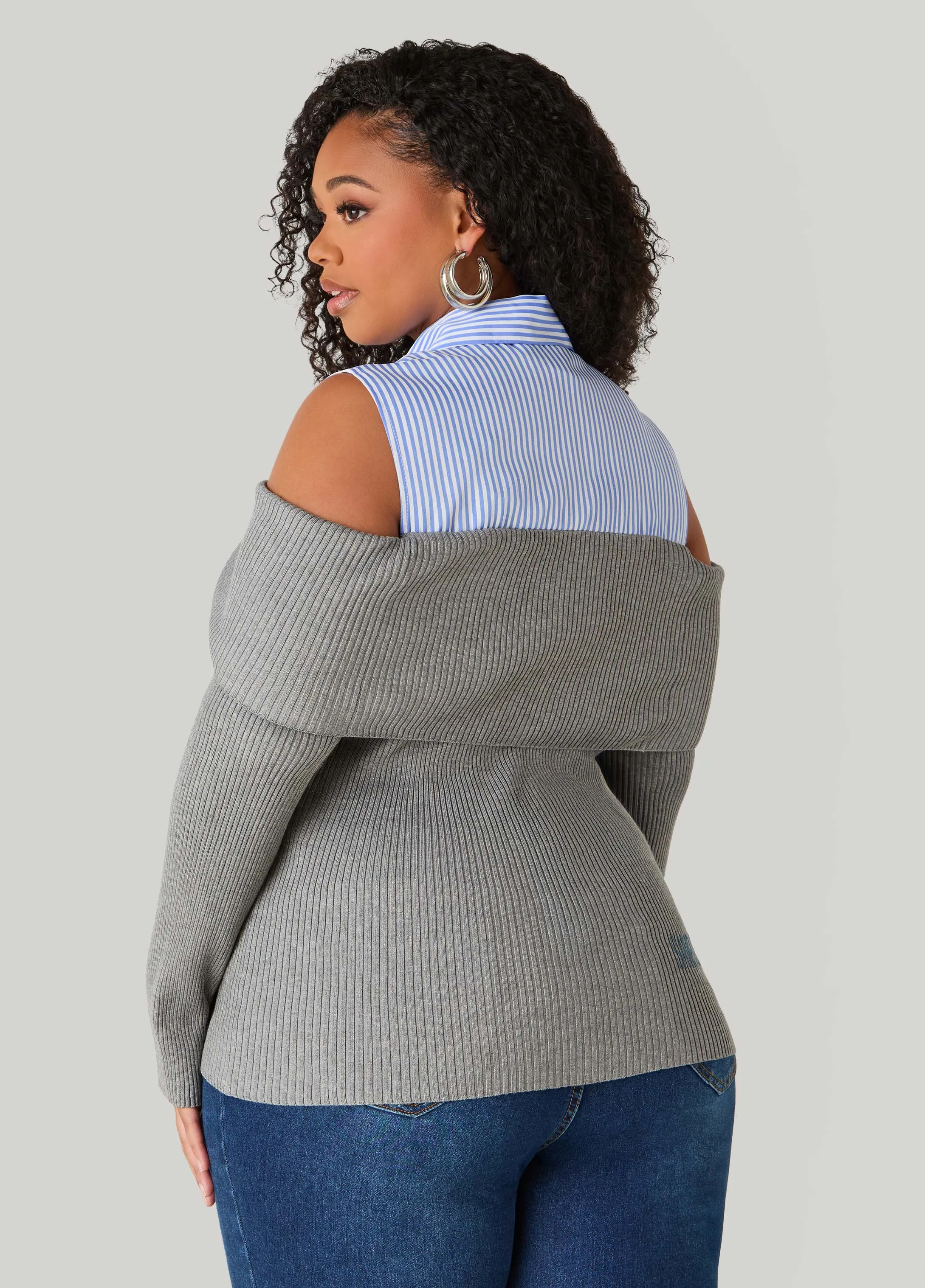 Cold Shoulder Paneled Sweater sold by Ashley Stewart product image thumbnail 2