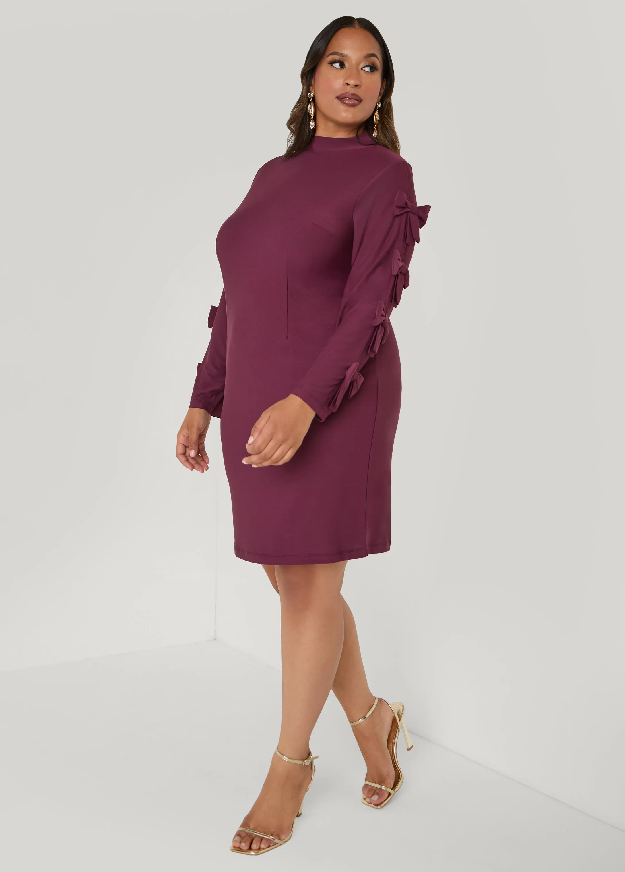 Bow Embellished Cutout Dress sold by Ashley Stewart product image thumbnail 3