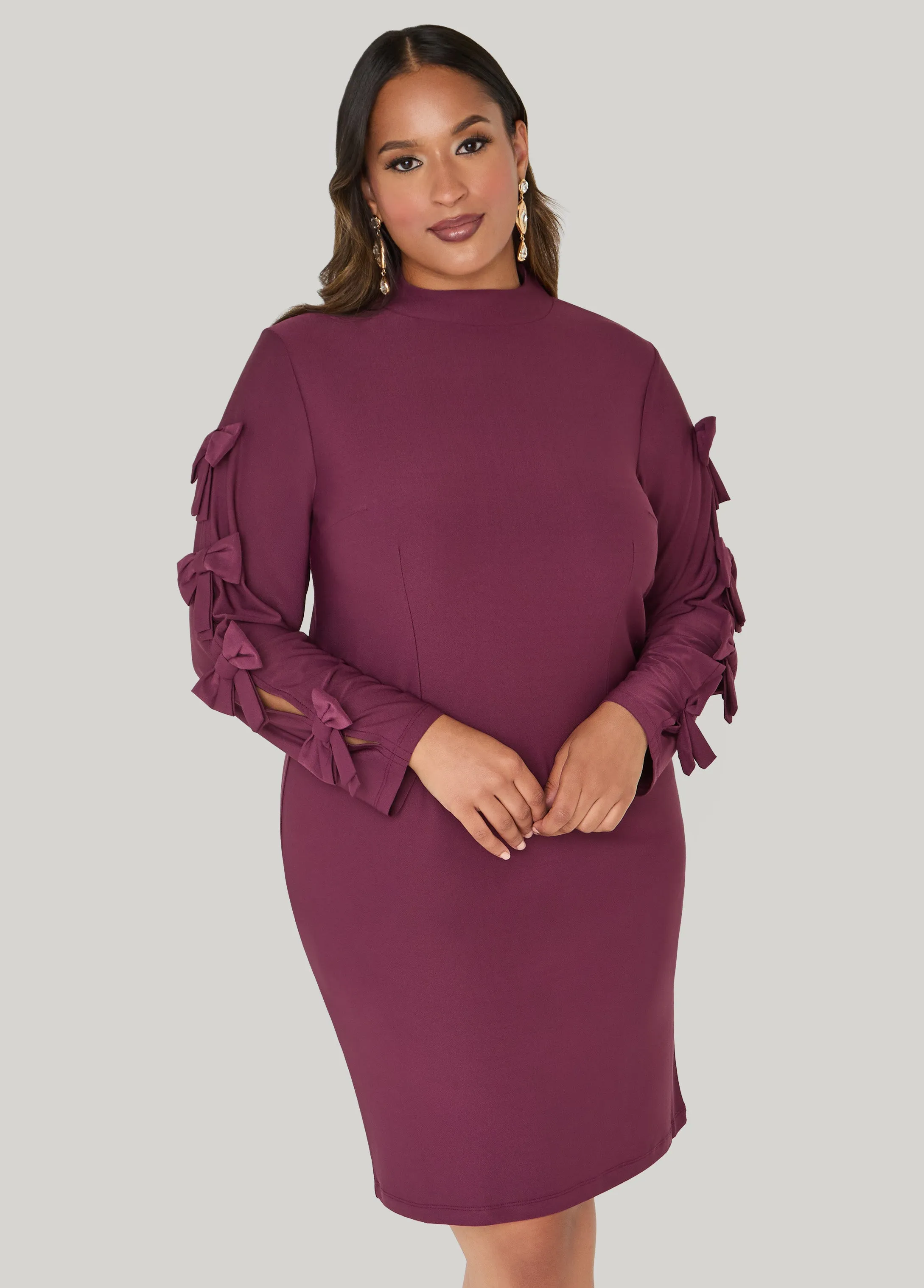 Bow Embellished Cutout Dress sold by Ashley Stewart product image thumbnail 5