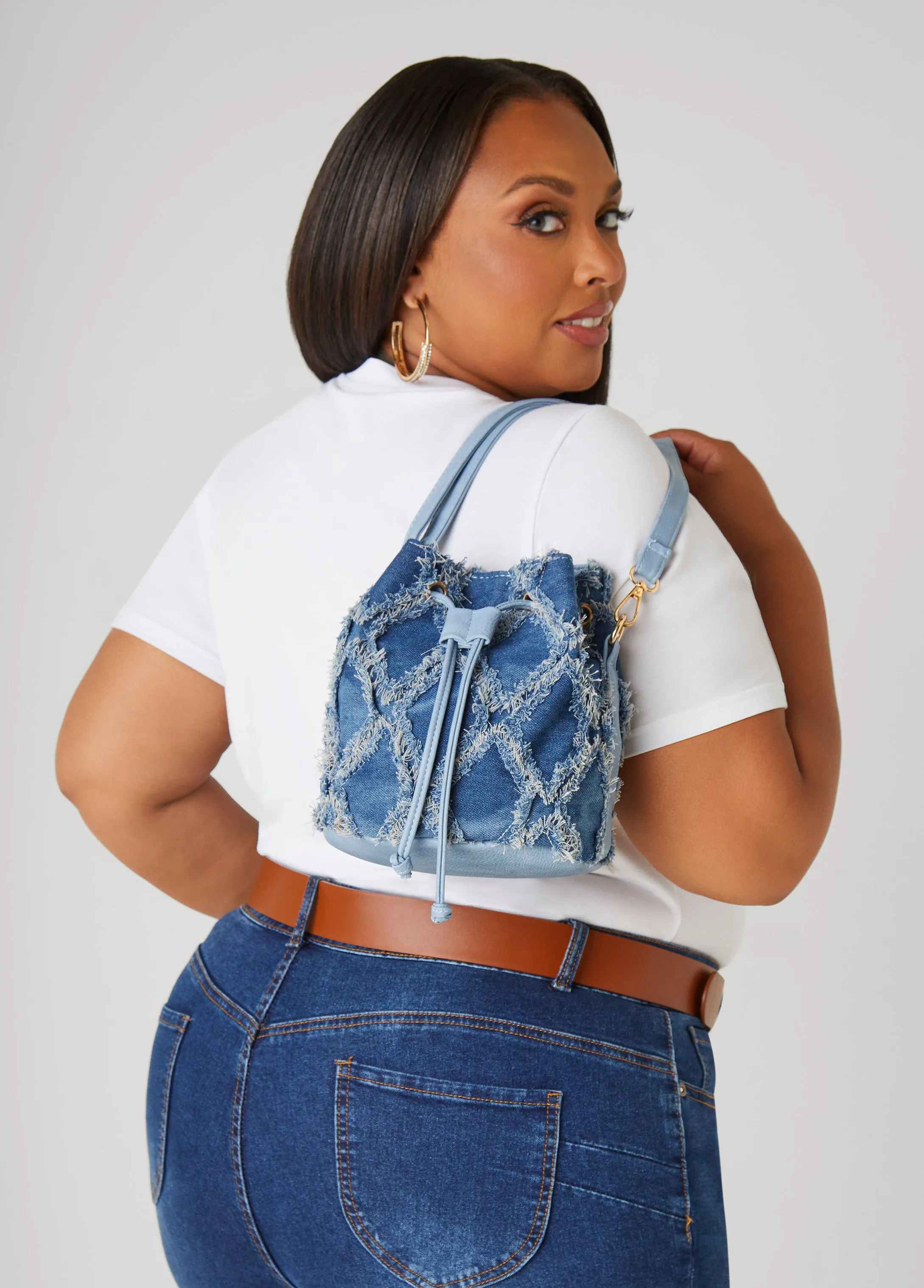 Distressed Denim Buckle Bag sold by Ashley Stewart product image thumbnail 4