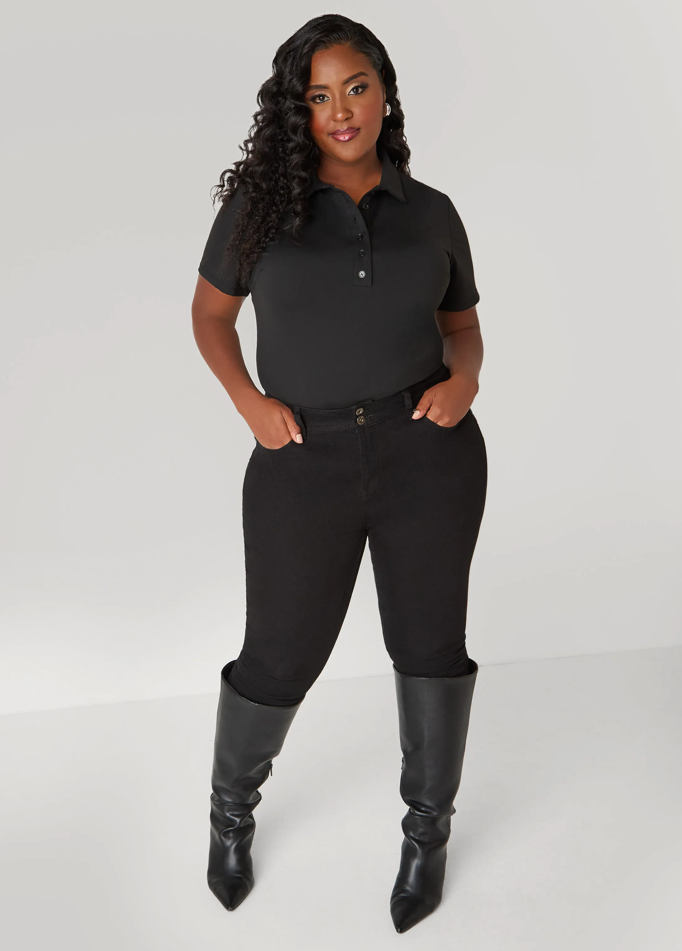 Stretch Knit Polo Shirt sold by Ashley Stewart product image thumbnail 3