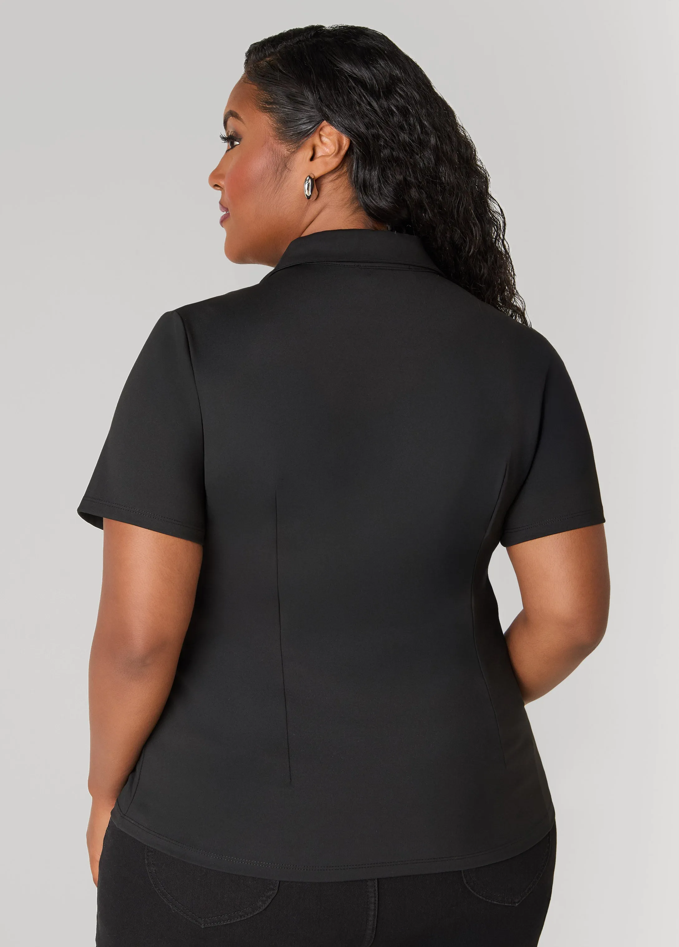 Stretch Knit Polo Shirt sold by Ashley Stewart product image thumbnail 2