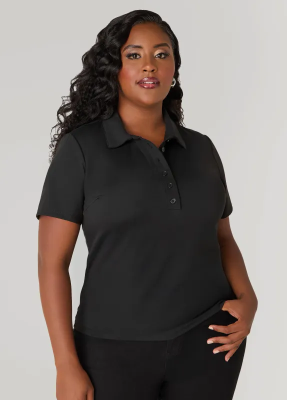 Stretch Knit Polo Shirt sold by Ashley Stewart