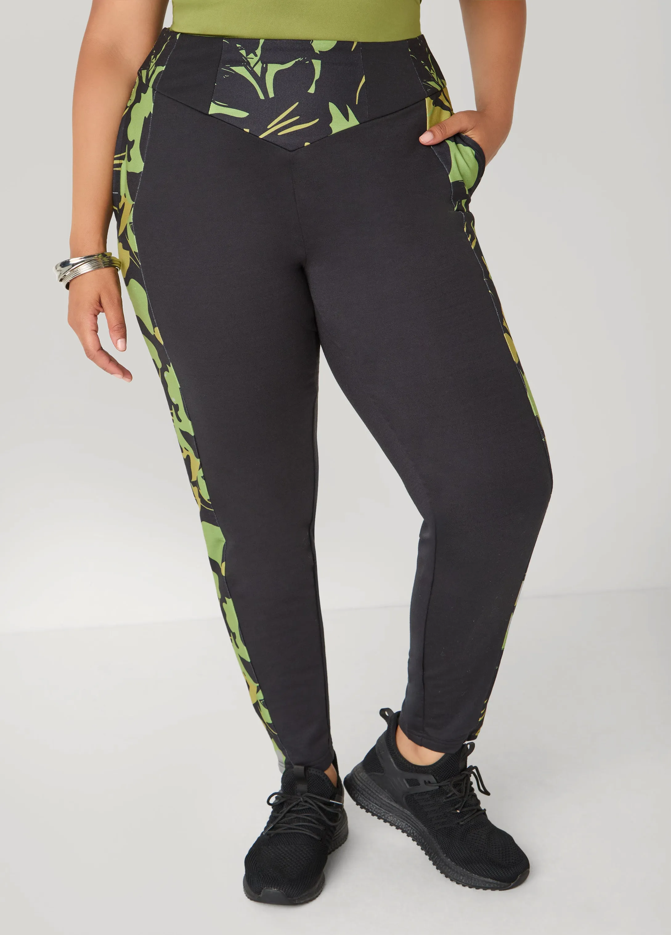 Floral Print Paneled Leggings sold by Ashley Stewart product image thumbnail 4