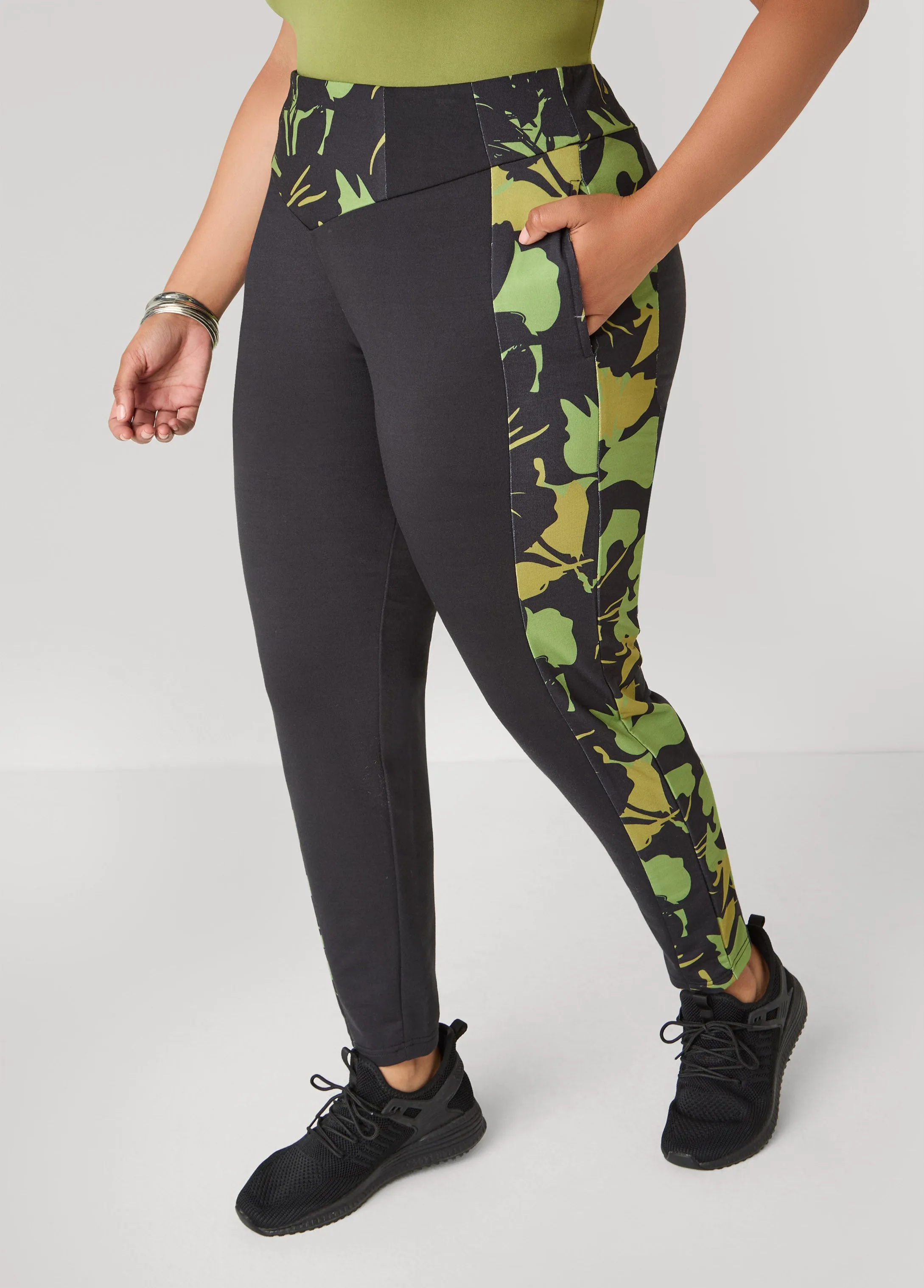 Floral Print Paneled Leggings sold by Ashley Stewart product image thumbnail 3