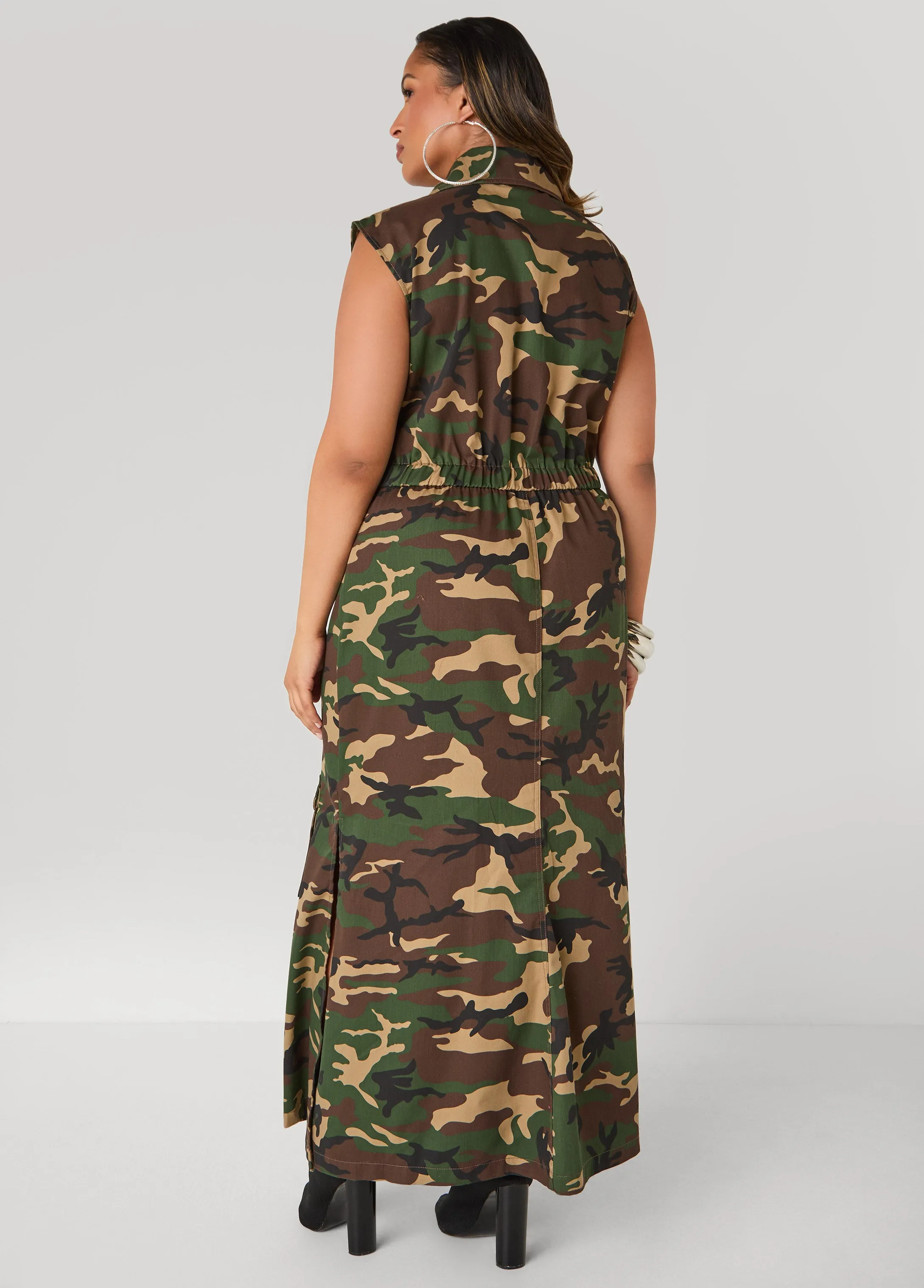 Camo Denim Cargo Maxi Dress sold by Ashley Stewart product image thumbnail 2