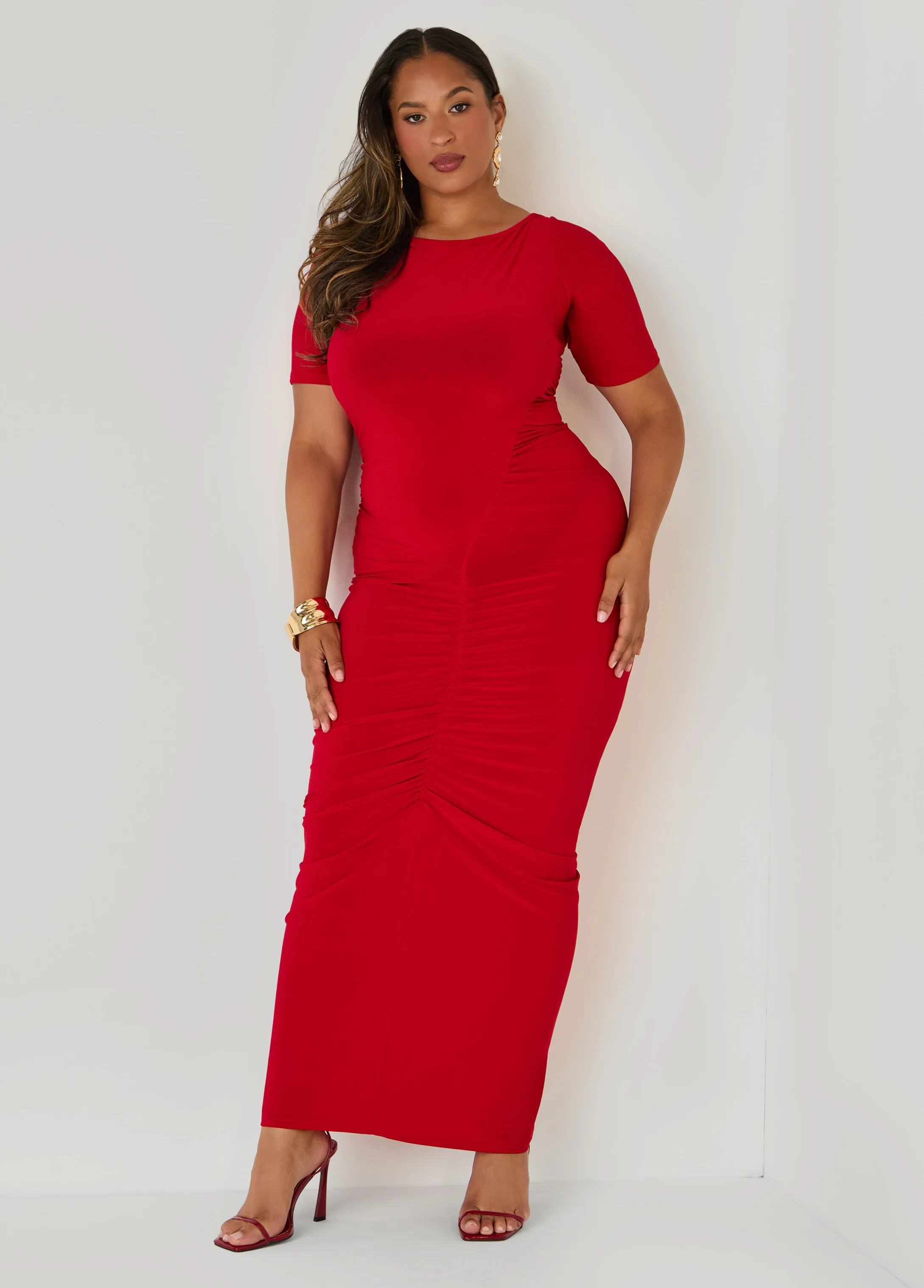 Ruched Maxi Bodycon Dress sold by Ashley Stewart product image thumbnail 5