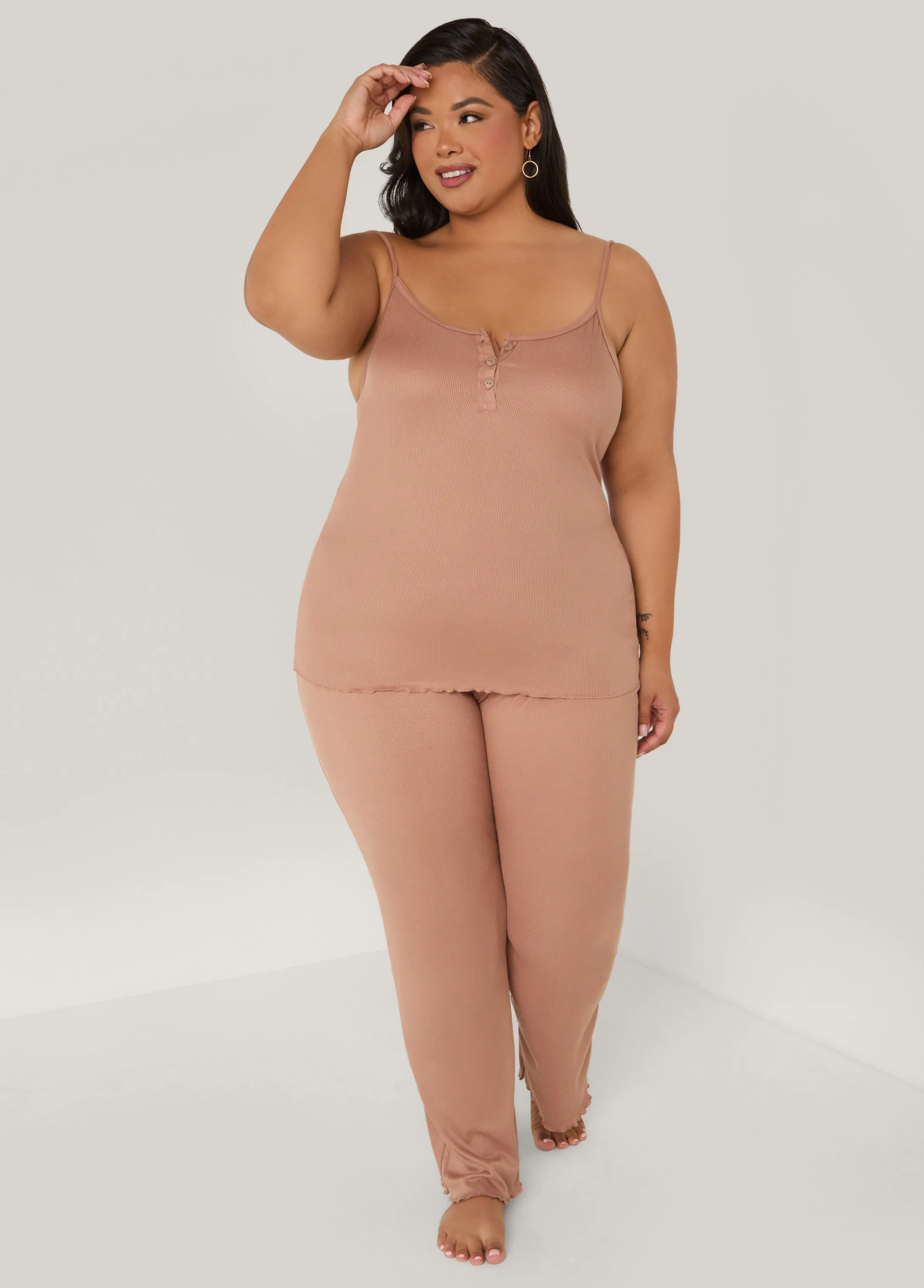 Love To Sleep Ribbed Pajamas Set sold by Ashley Stewart product image thumbnail 3
