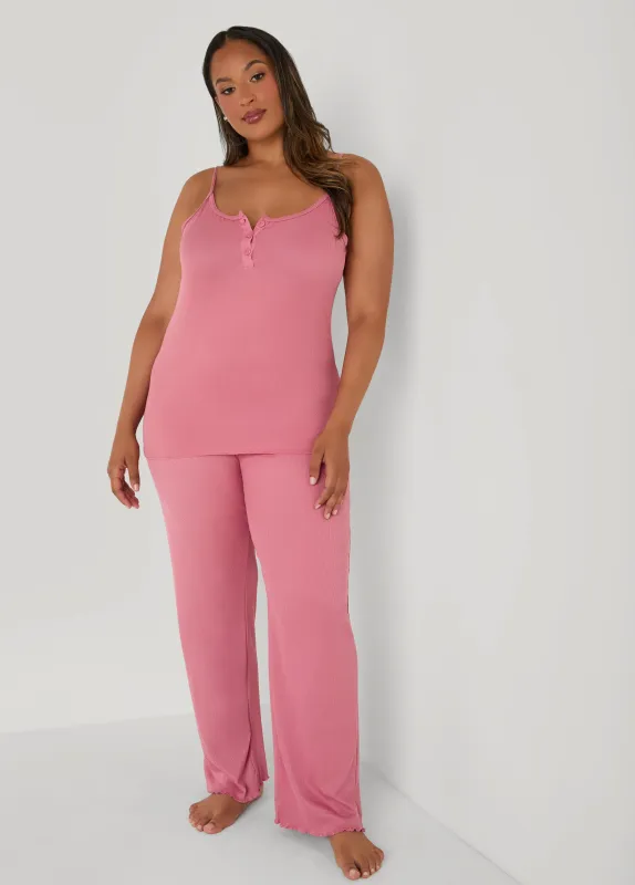 Love To Sleep Ribbed Pajama Set sold by Ashley Stewart